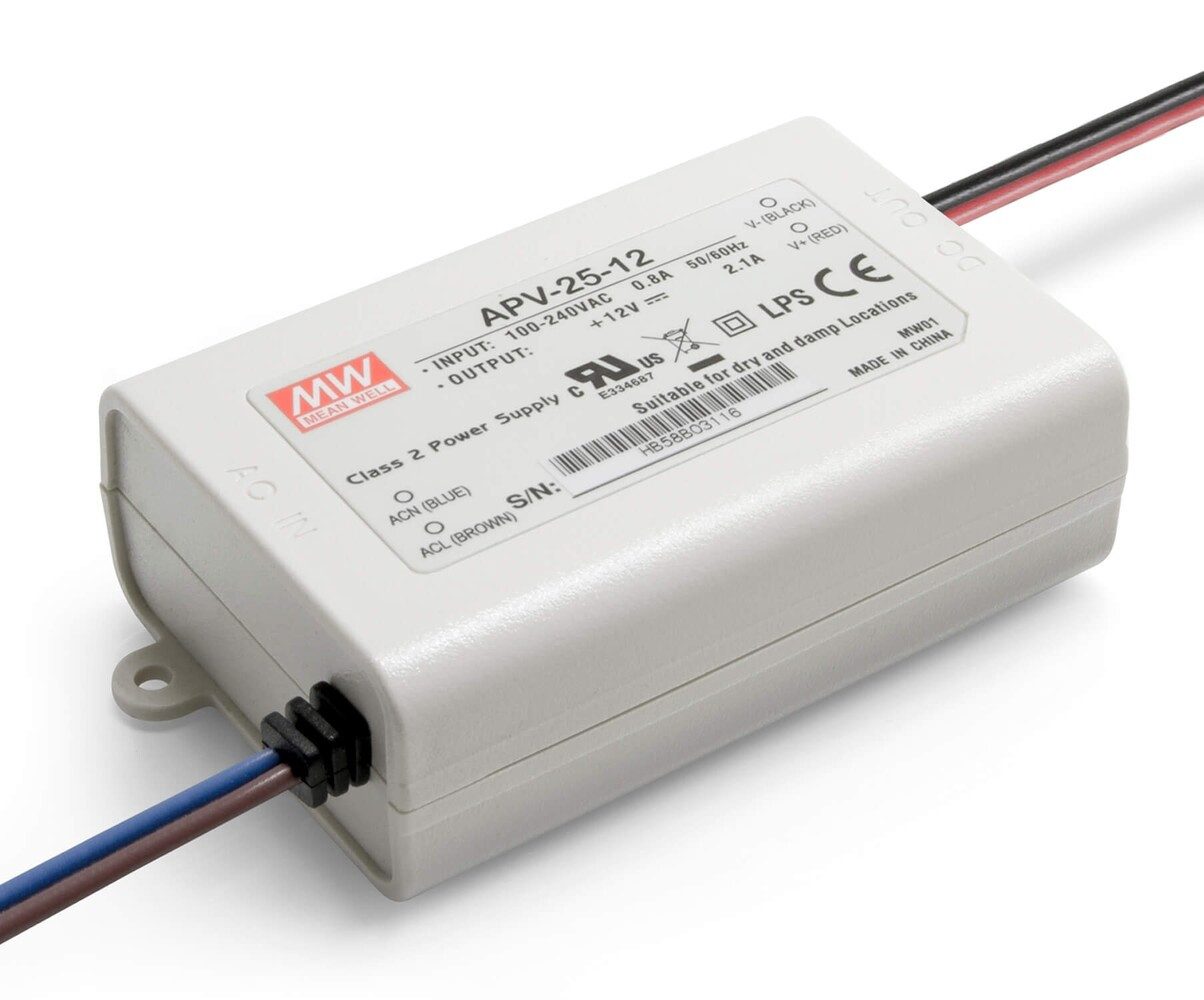 "APV-25-12" 12V, Kunststoff, Einbau, 25W, IP42, Niedervolt LED Trafo