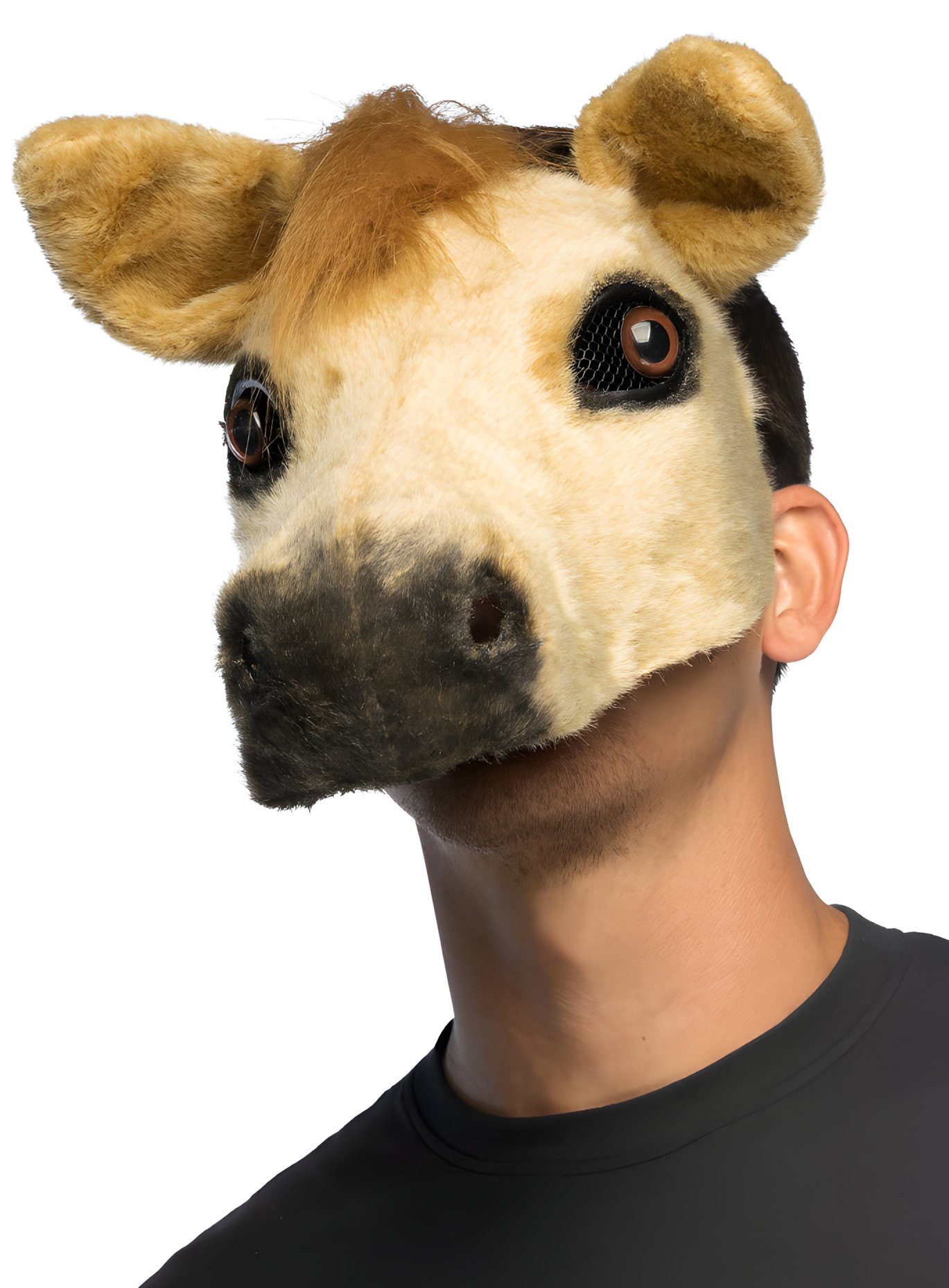 Boland Verkleidungsmaske Pferd Halbmaske aus Plüsch, Lebensechte Pferdemaske mit Plüschfell