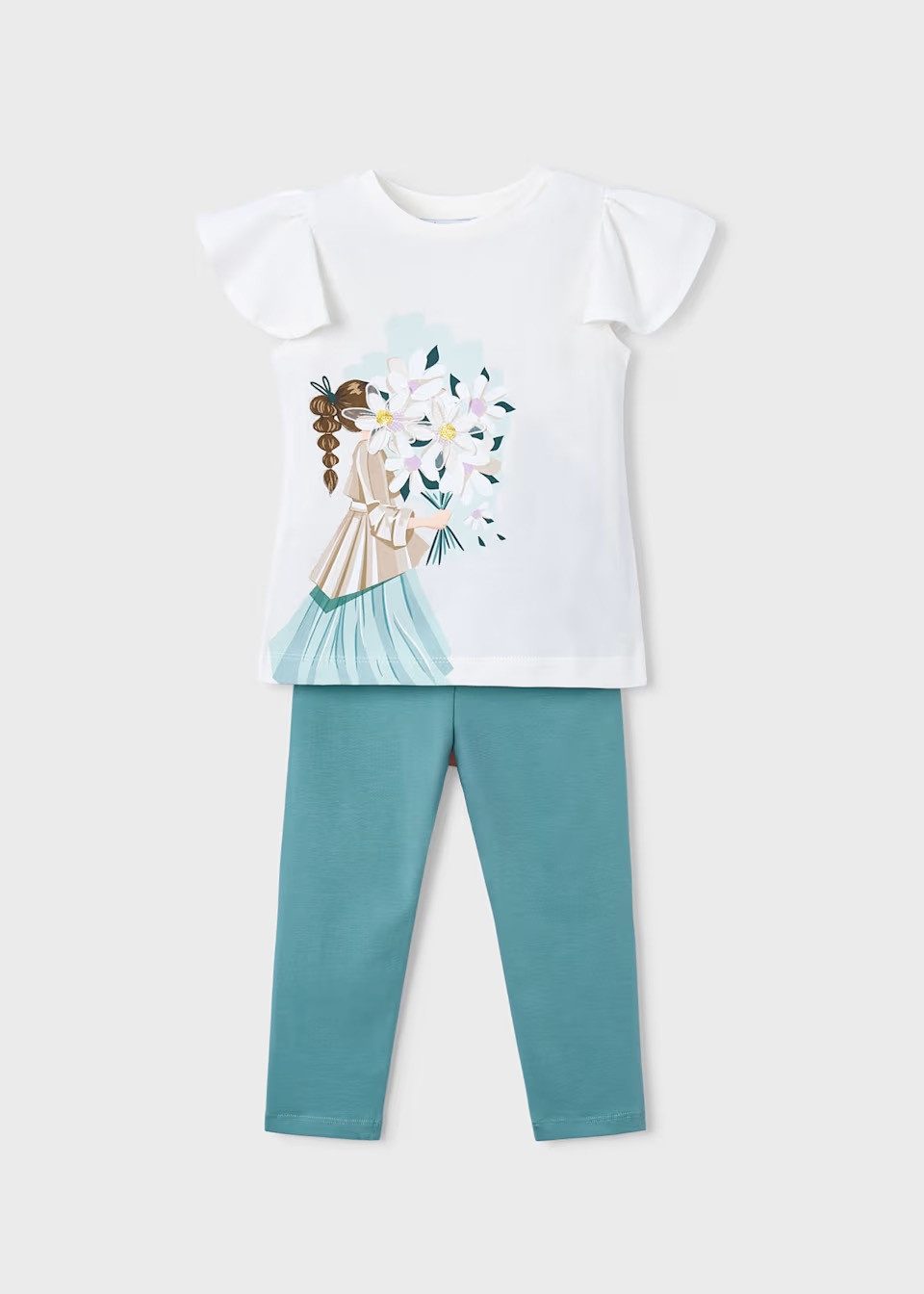 Mayoral Shirt & Leggings Set Leggings und T-Shirt mit Puppen-Print– Mädchen – 2-teilig