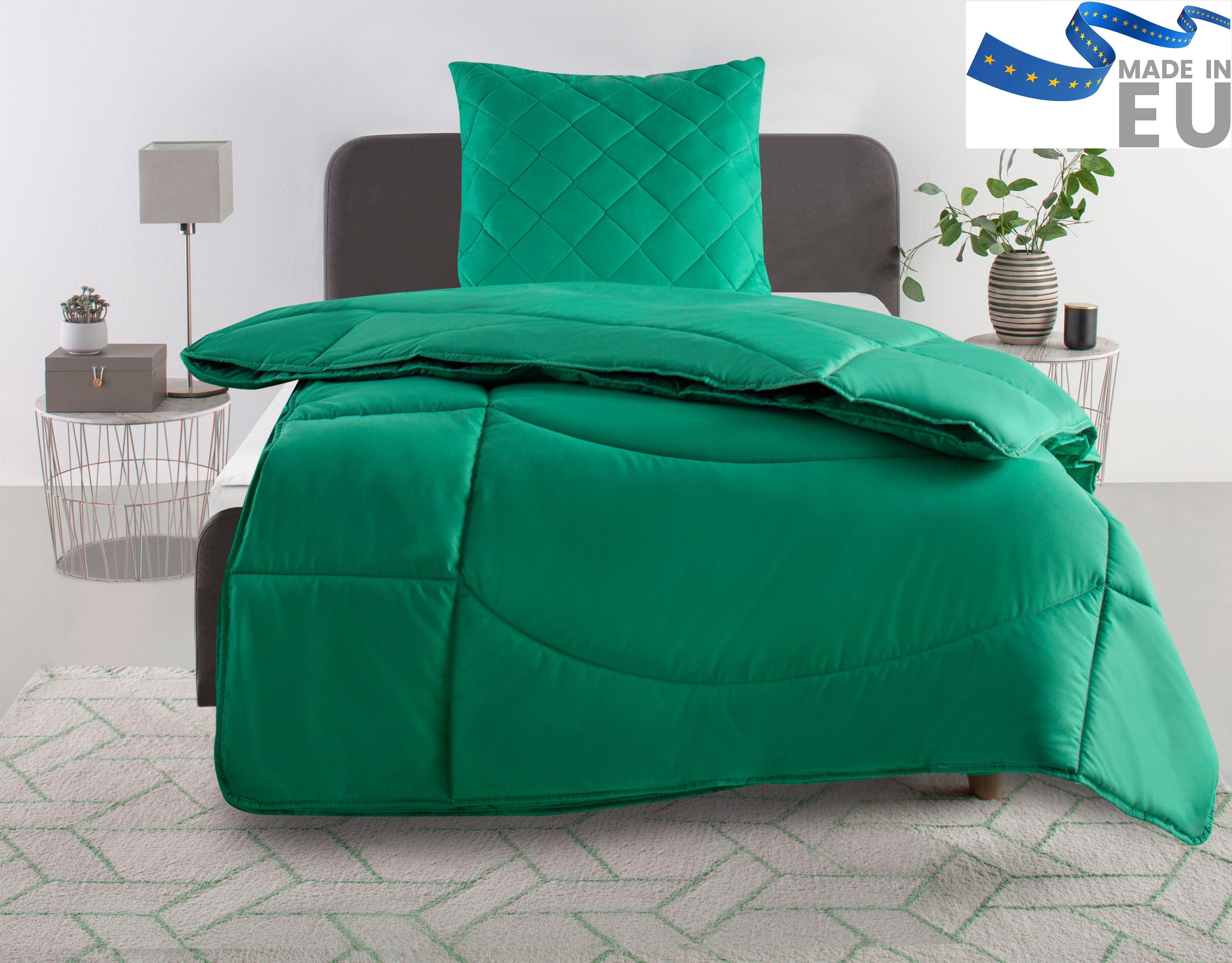 my home Steppbett + Kopfkissen Microlux, Bettdecke 135x200 cm, 155x220 cm, günstig online kaufen