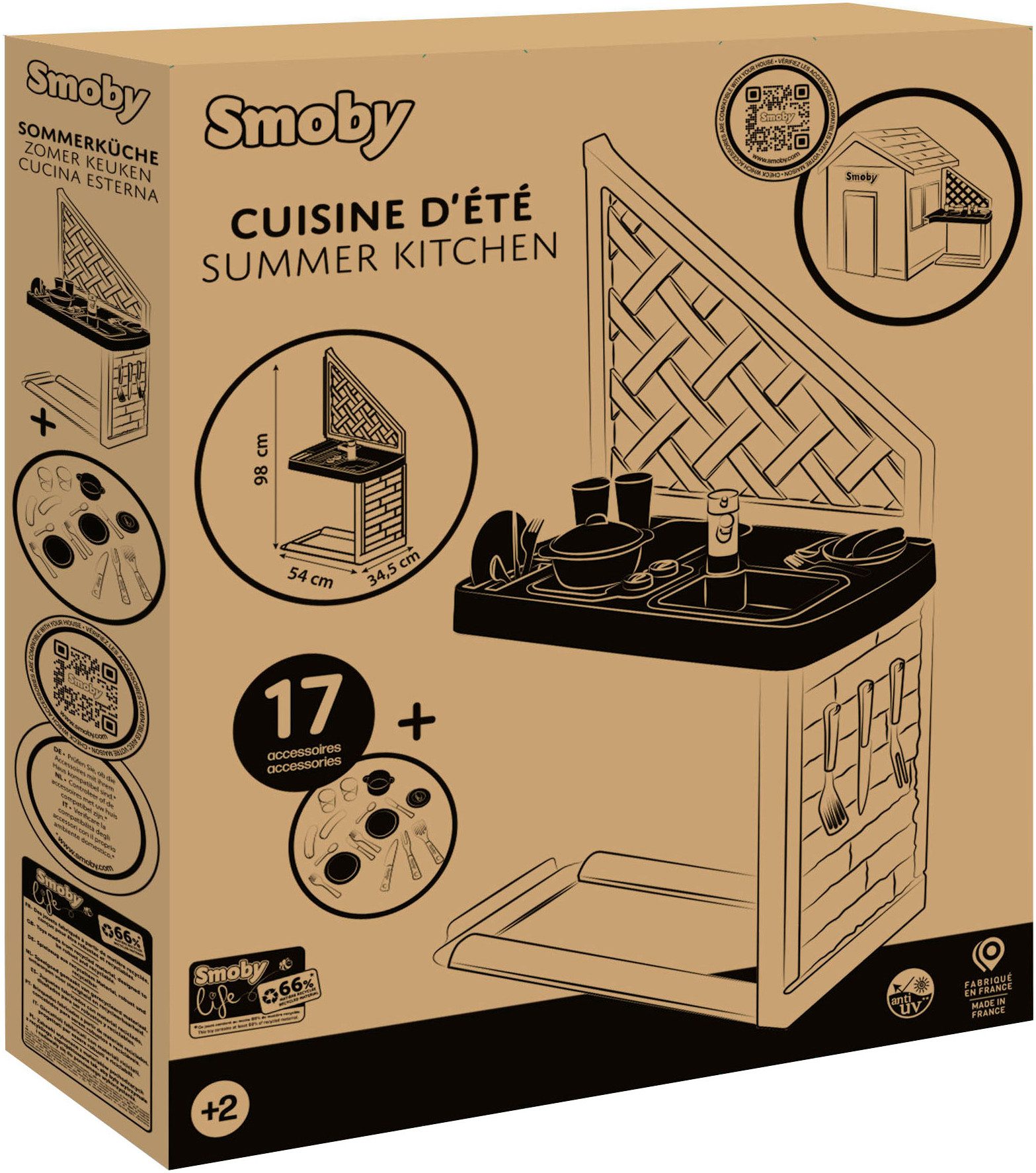 Smoby Outdoor-Spielküche Smoby Life, Spielhaus Zubehör Sommerküche Kunststoff, Inkl. Zubehör; Made in Europe