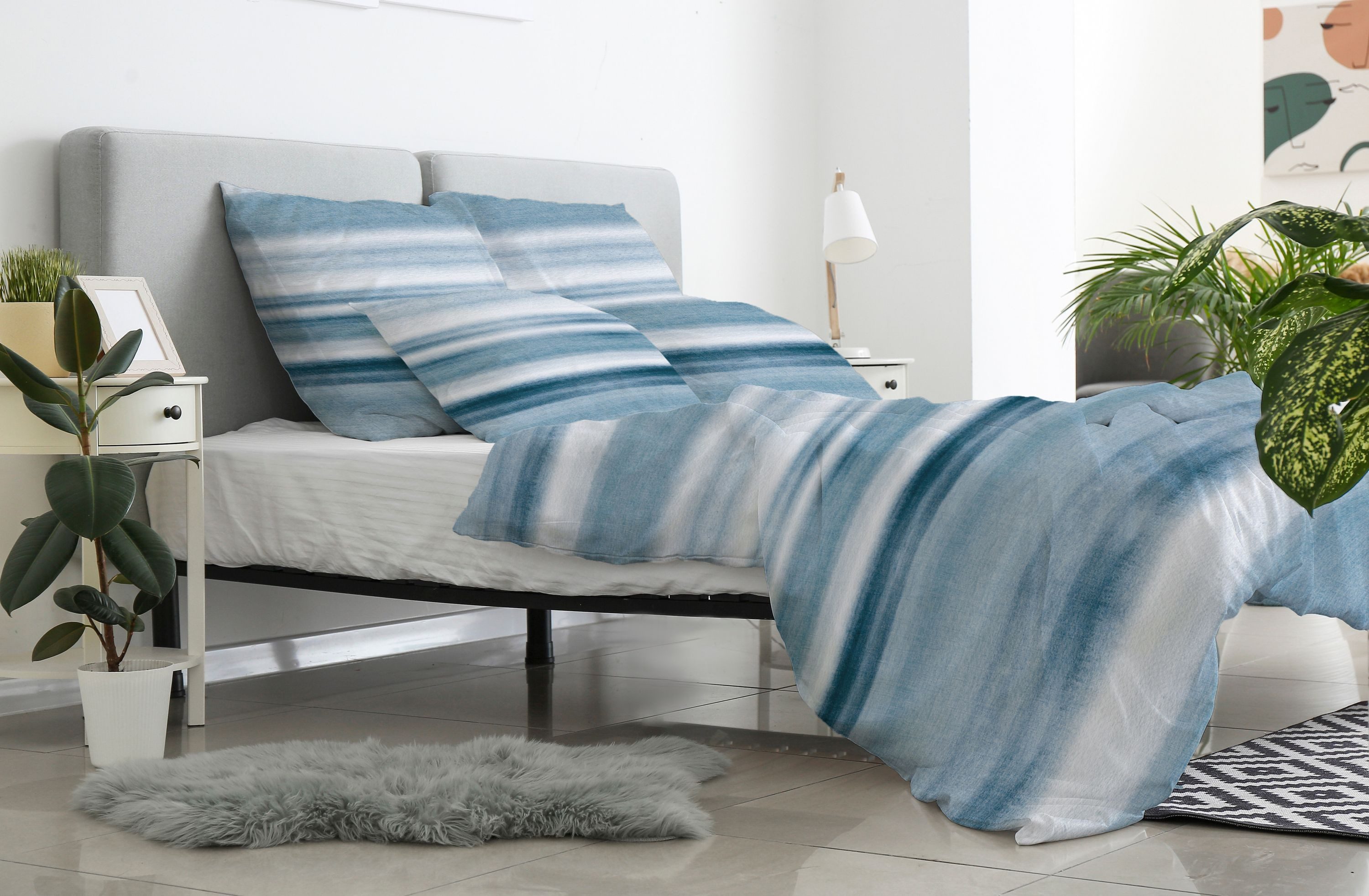 ZO HOME Bettwäsche Maritim, Renforcé, 2 teilig, Streifen, blau, weiß