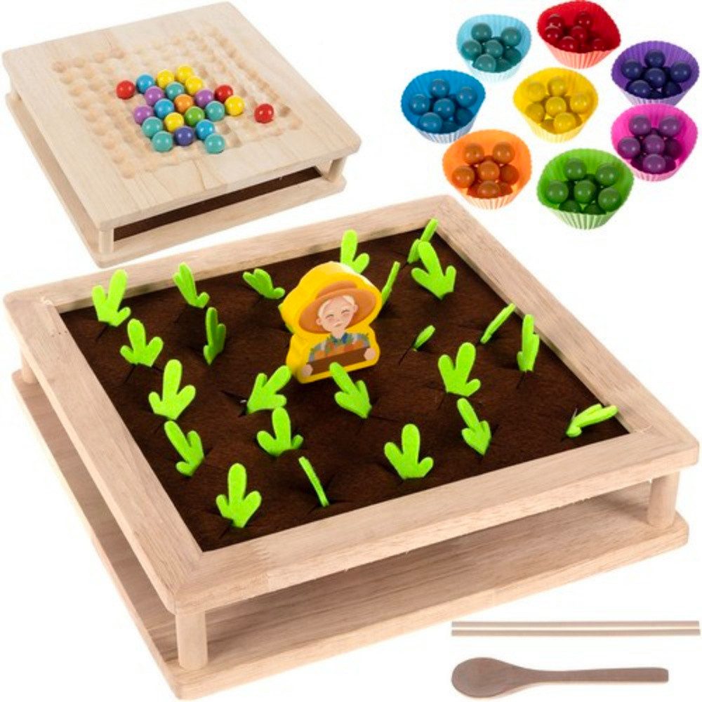 KRUZZEL Puzzle-Sortierschale 2-in-1 Holzpuzzle Bauernhof, (Spar-Set, 1-tlg., Auge-Hand-Koordination), Geschicklichkeitsspiel