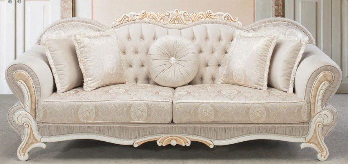 cm x Wohnzimmer Casa Gold Barockstil Weiß Barock Padrino 99 Hellrosa dekorativen Möbel Sofa / Sofa 237 x Luxus Sofa - H. - 90 Kissen / mit