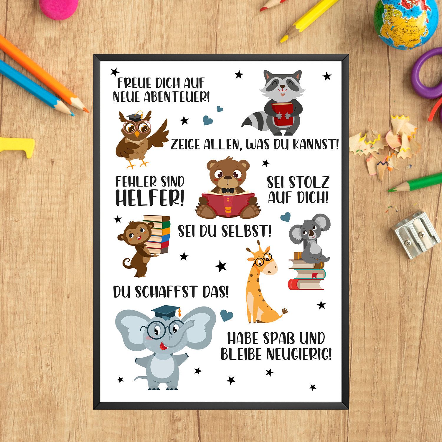 Tigerlino Poster Affirmationsposter Geschenk zum Schulanfang Einschulung Mutmacher