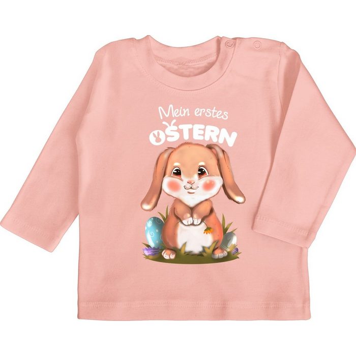 Shirtracer T-Shirt Mein erstes Ostern Hase Aquarell - Ostergeschenke Baby - Baby T-Shirt langarm Ostern Baby Outfit Babykleidung