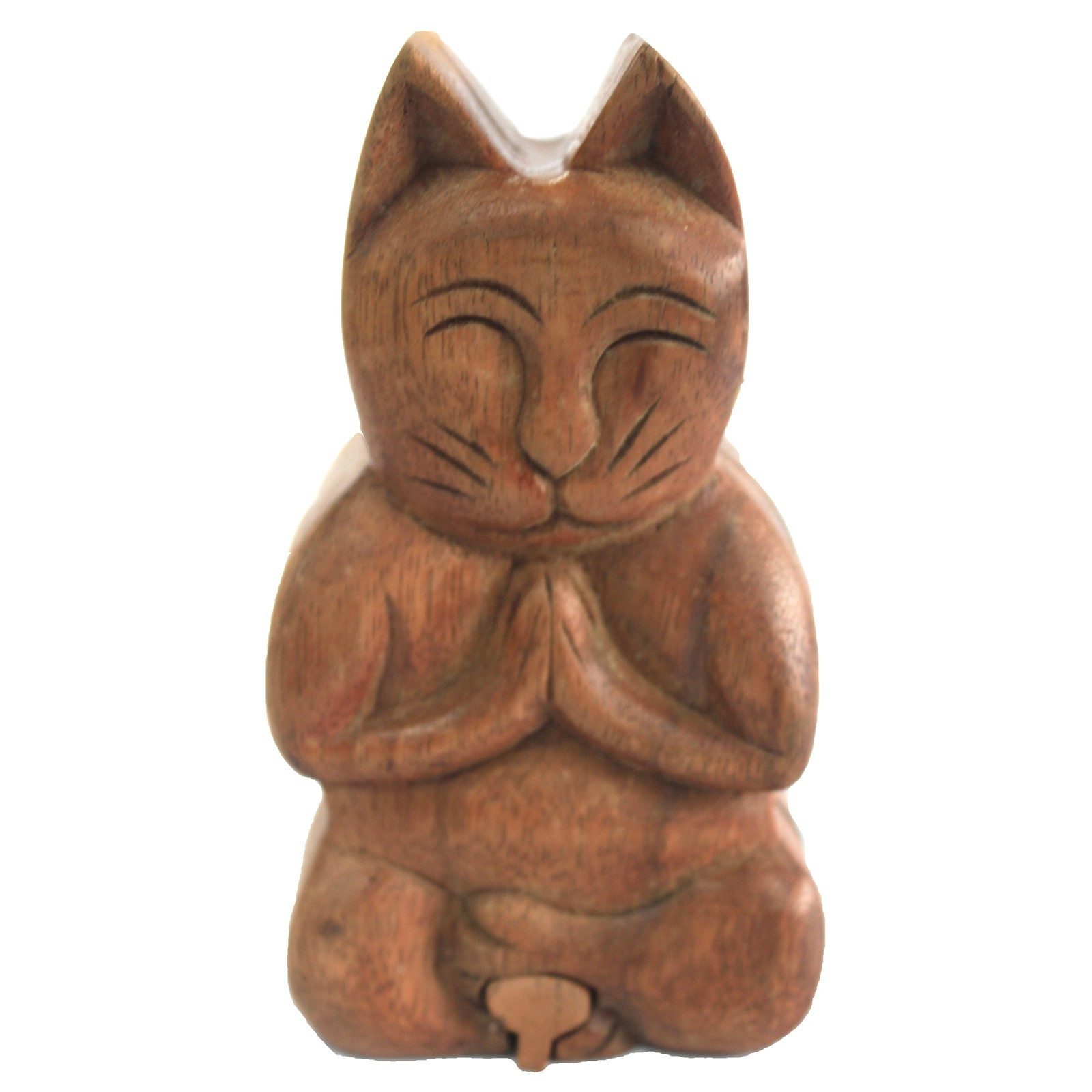 Bali-Homedecor Dekofigur Puzzleboxen aus Bali - Yoga-Katze
