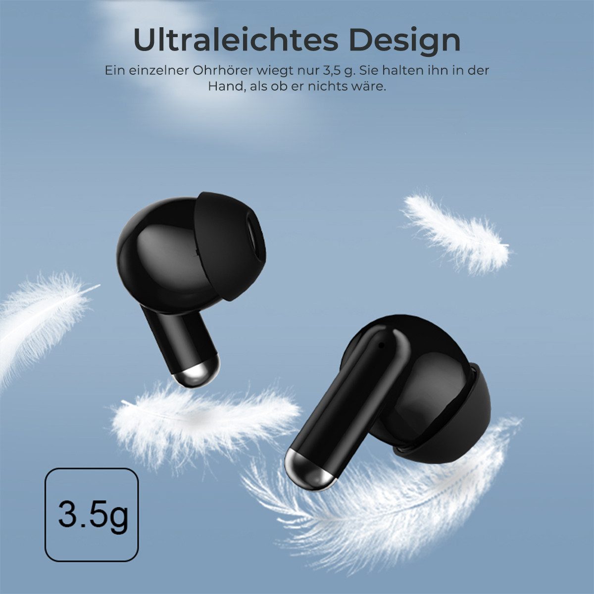 VSIUO 2026 Neue In Ear Kopfhörer Kabellos Bluetooth 5.3 mit 4 Mikrofon Bluetooth-Kopfhörer (HiFi Stereo, LED-Anzeige, USB-C, IP7 Wasserdicht Ohrhörer, Wireless  – Bild 4 von 5