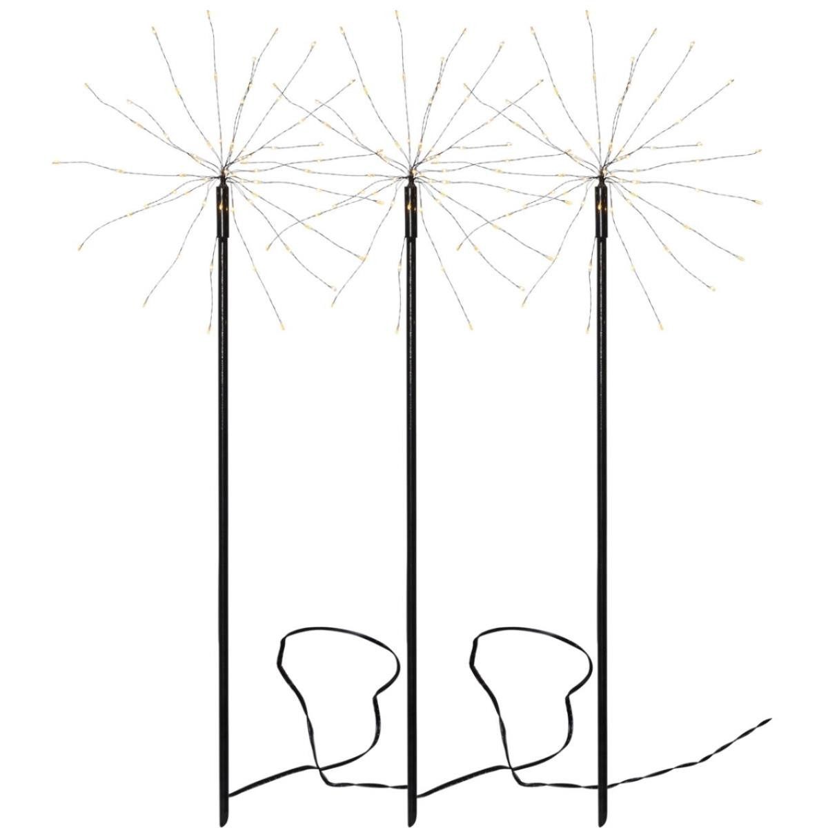 LED Gartenstrahler LED Gartendekoleuchte FEUERWERK 65cm je 60 warmweiße LED Außen 3St.