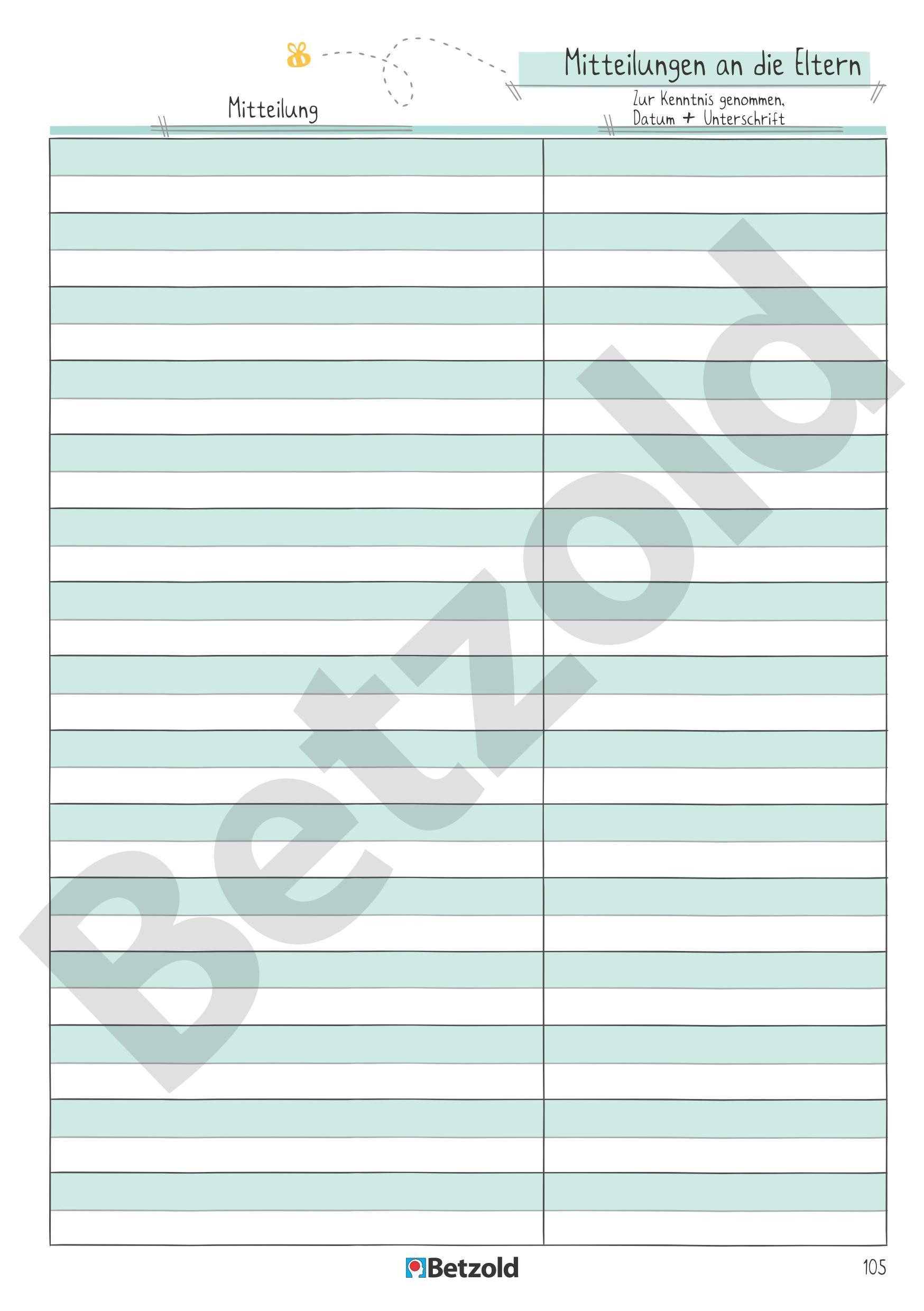 Betzold Lehrerkalender Orgaheft Schüler-Logbuch