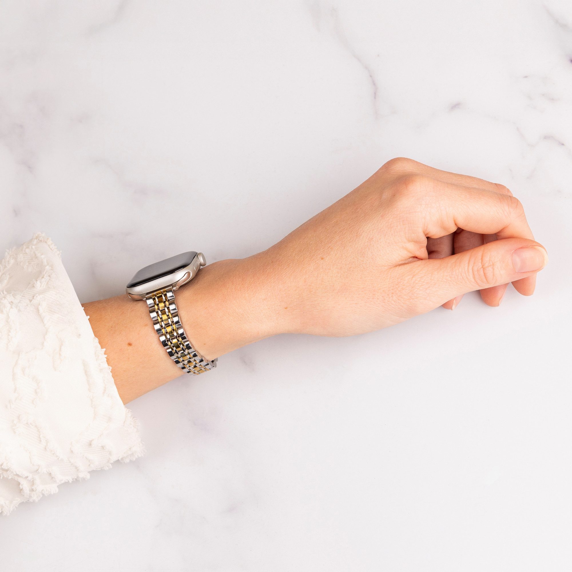 Selencia Smartwatch-Armband Selencia Jubilee inspiriertes schmales Edelstahlarmband für Apple Watc