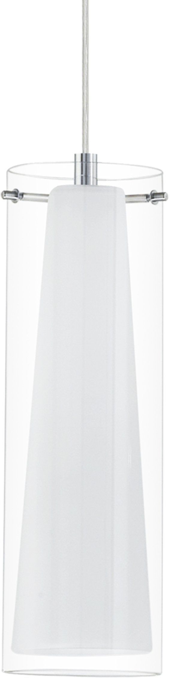 EGLO Hängeleuchte PINTO Pendellampe, Stahl und Glas, Esstischlampe, E27, IP20, Lampe, ohne Leuchtmittel, Hängeleuchte, L72,5 x H110 cm, chrom, 3X40W exkl., Esstischleuchte
