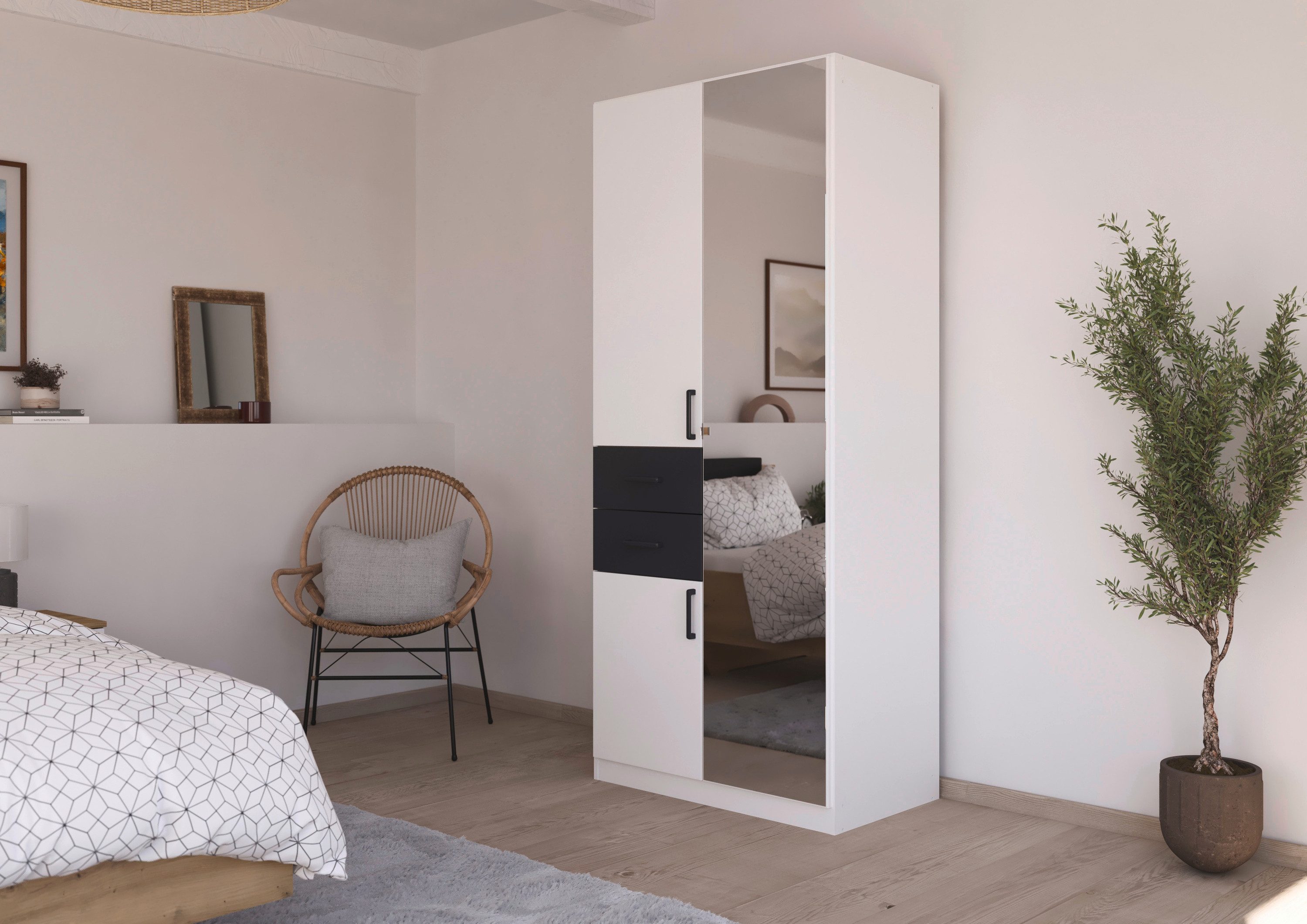 rauch Drehtürenschrank "Maika" mit Spiegel, 2 Schubladen, in verschiedenen günstig online kaufen