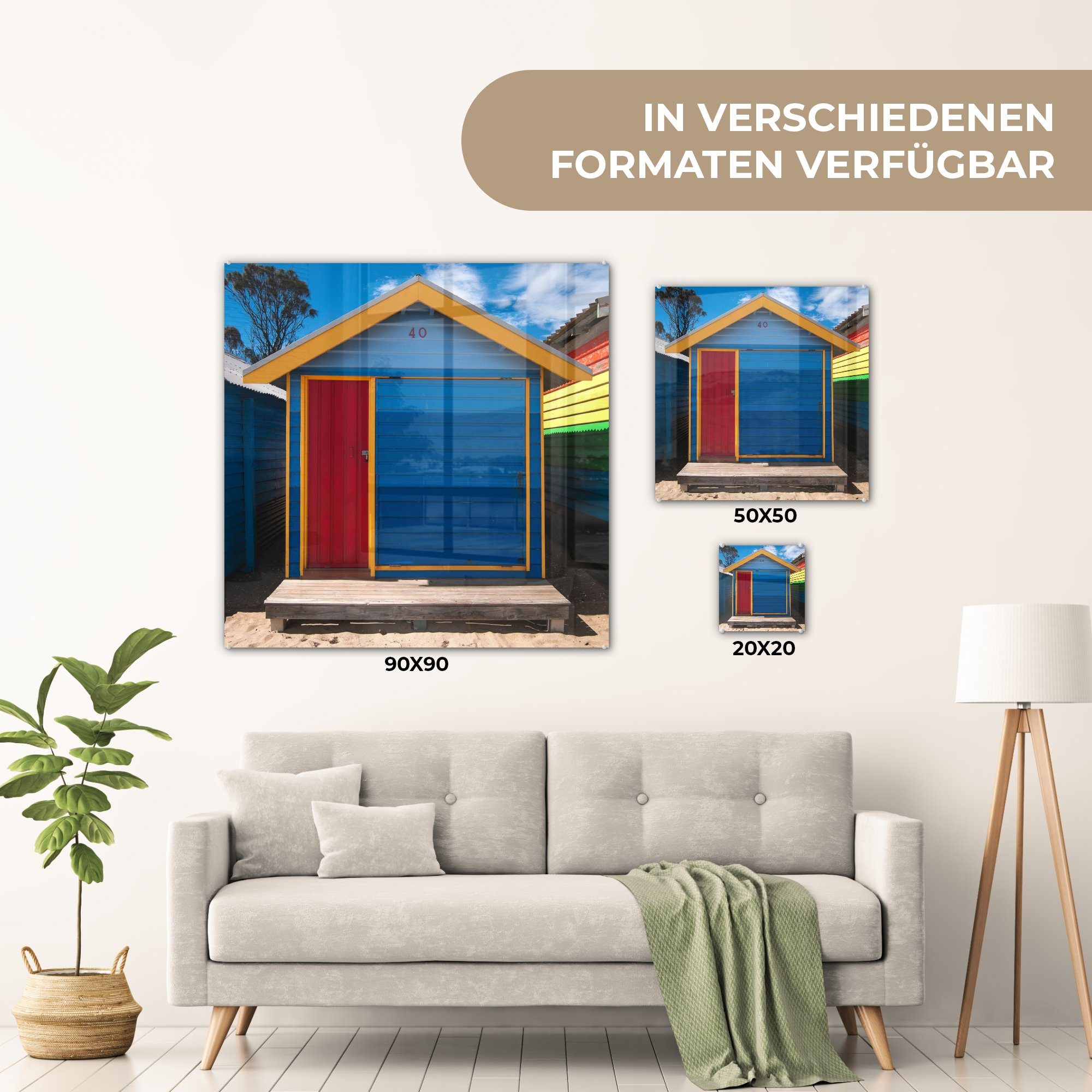 St), Glas - - (1 Bilder MuchoWow Acrylglasbild Wanddekoration Glas Wandbild auf Strandhaus, Glasbilder Buntes Foto auf -