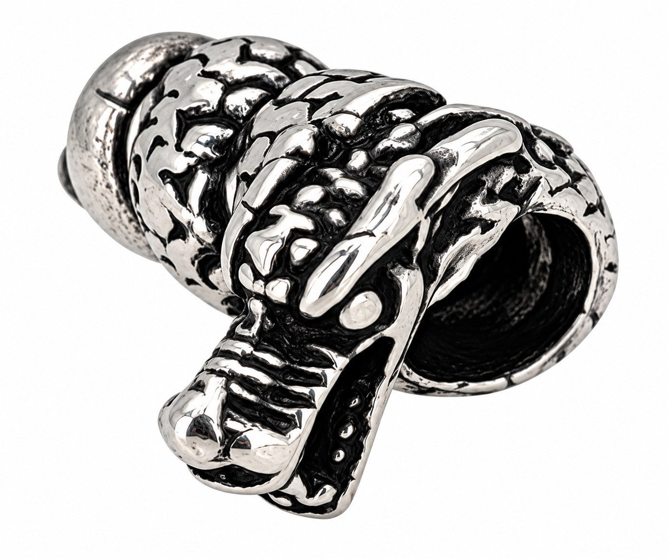 Kiss of Leather Bartkamm Bartperle Haarperle aus 925 Silber Drache Bartschmuck Haarschmuck