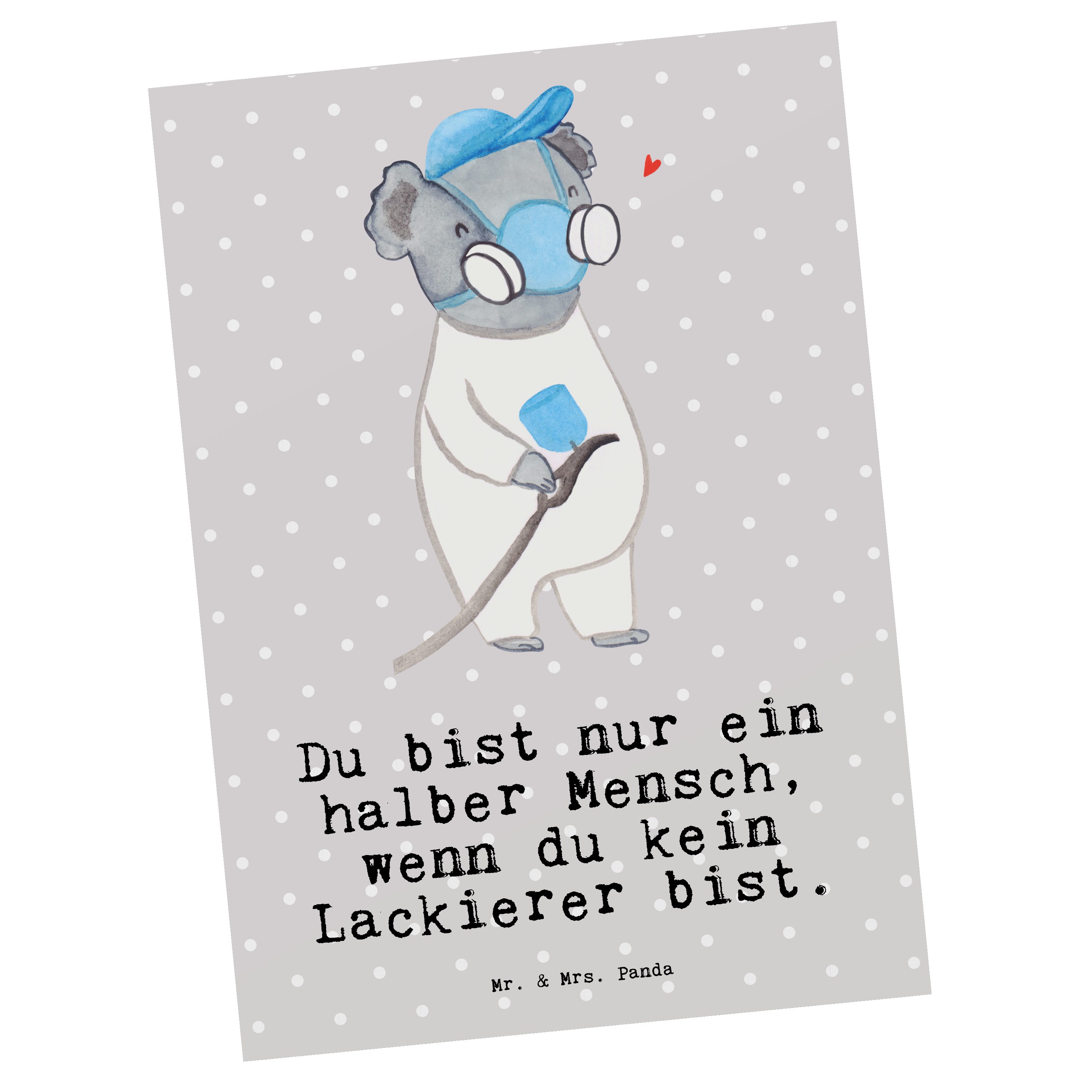 - - Mrs. Pastell Panda Grau Gruß Postkarte Lackierer Ausbildung, Geschenk, Herz Firma, mit & Mr.