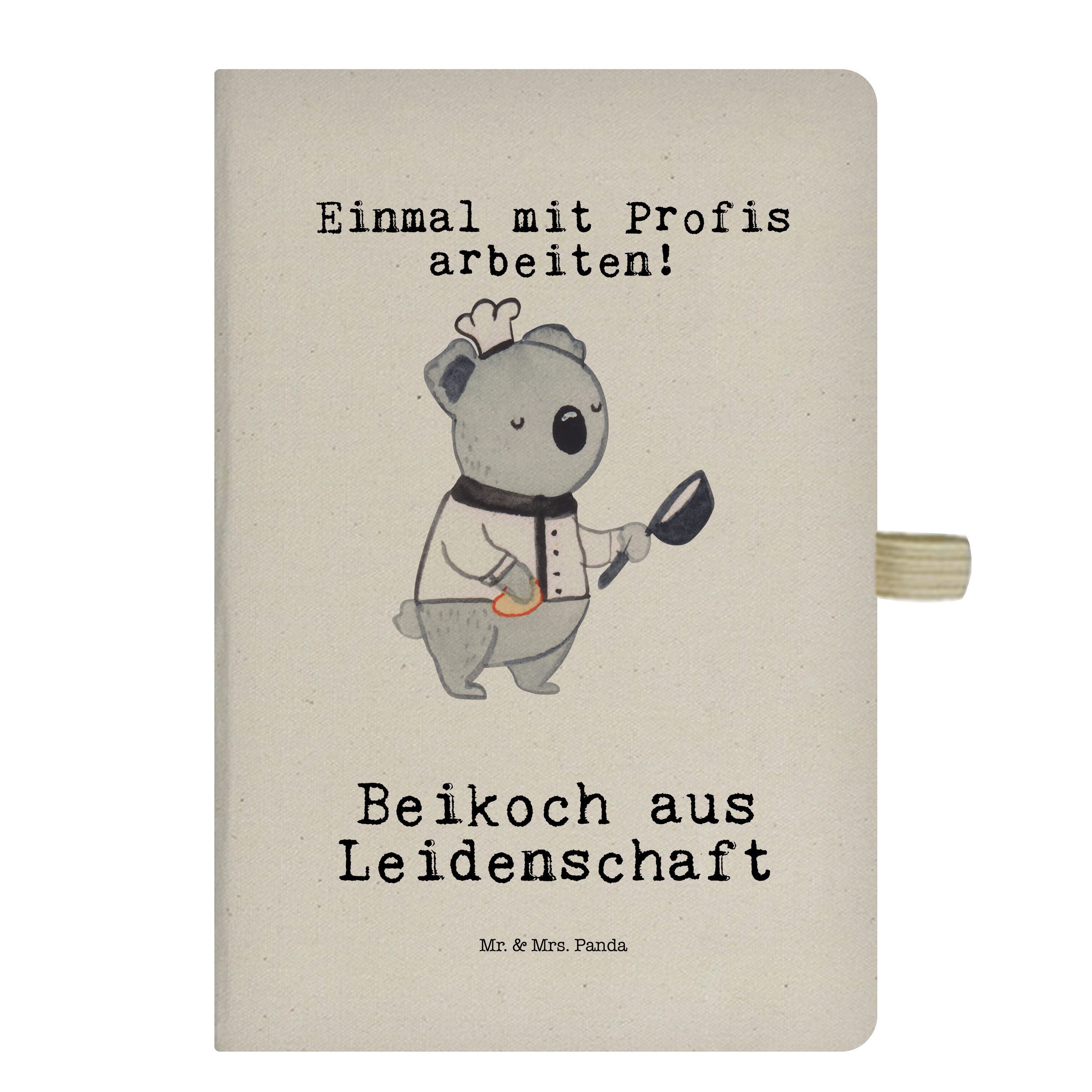 Mr. & Mrs. Panda Notizbuch Beikoch aus Leidenschaft - Transparent - Geschenk, Notizen, Gastronom Mr. & Mrs. Panda
