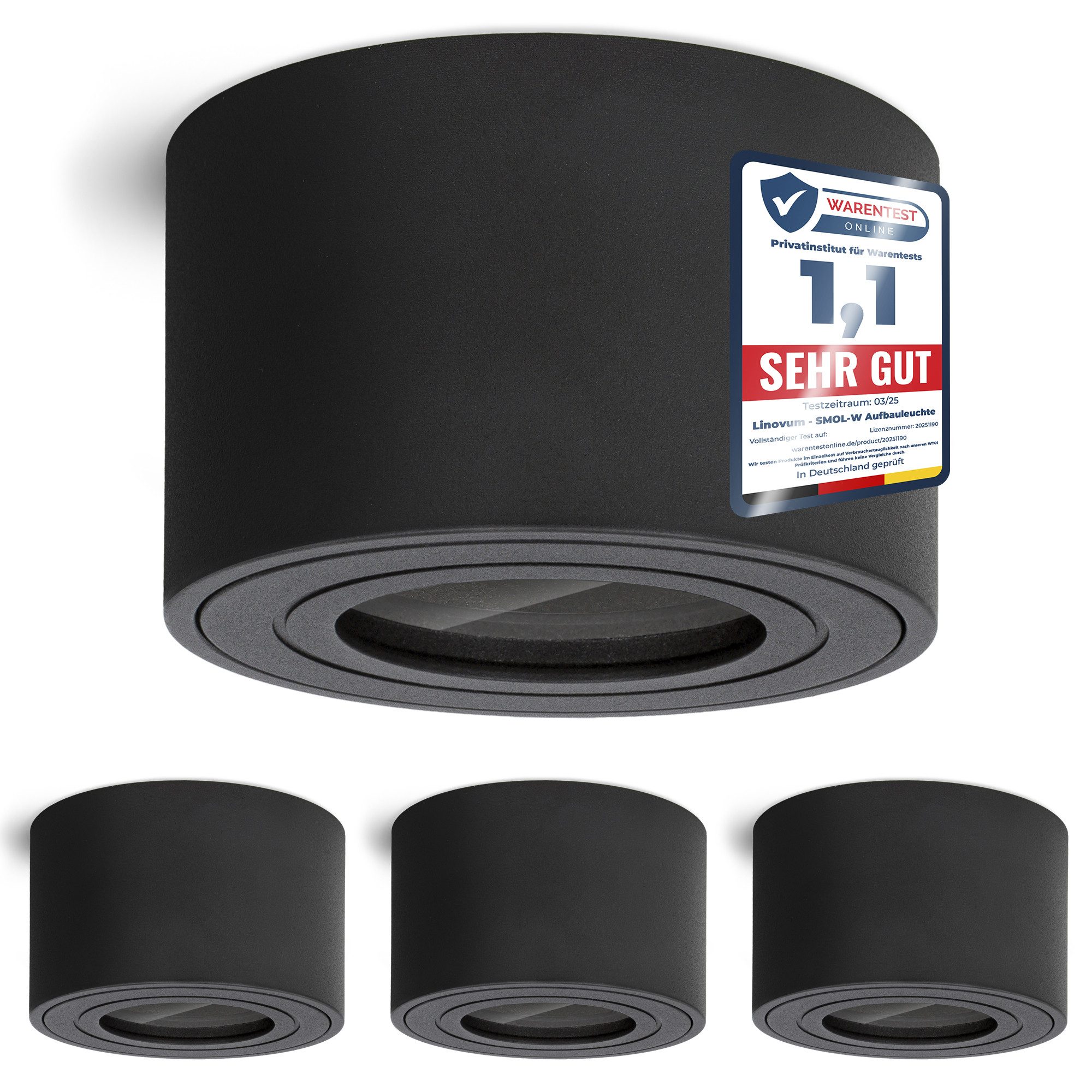 linovum LED Aufbaustrahler Aufbauleuchte SMOL-W matt schwarz mit Wasserschu günstig online kaufen