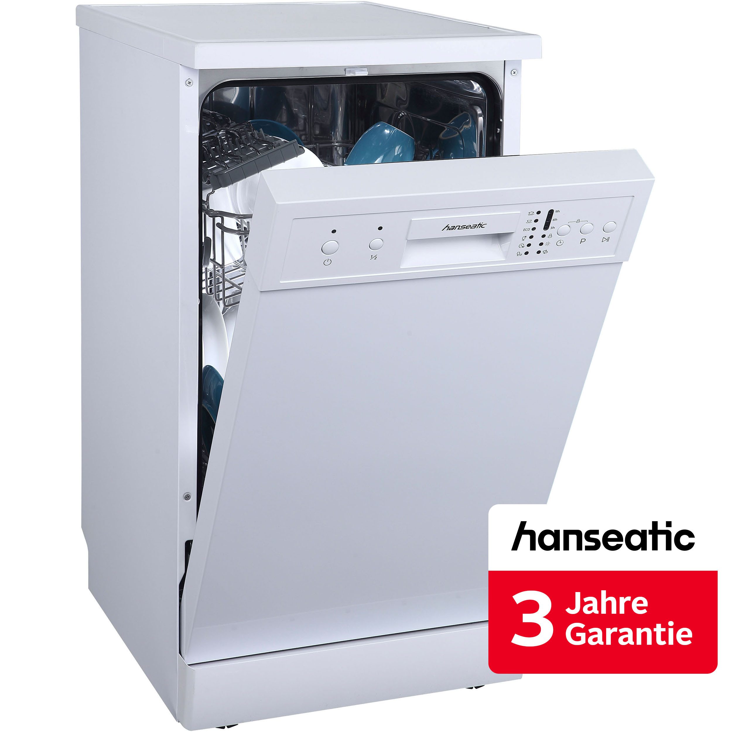 Hanseatic Standgeschirrspüler HG4585E97636W, 9 Maßgedecke, inkl. 3 Jahre Herstellergarantie