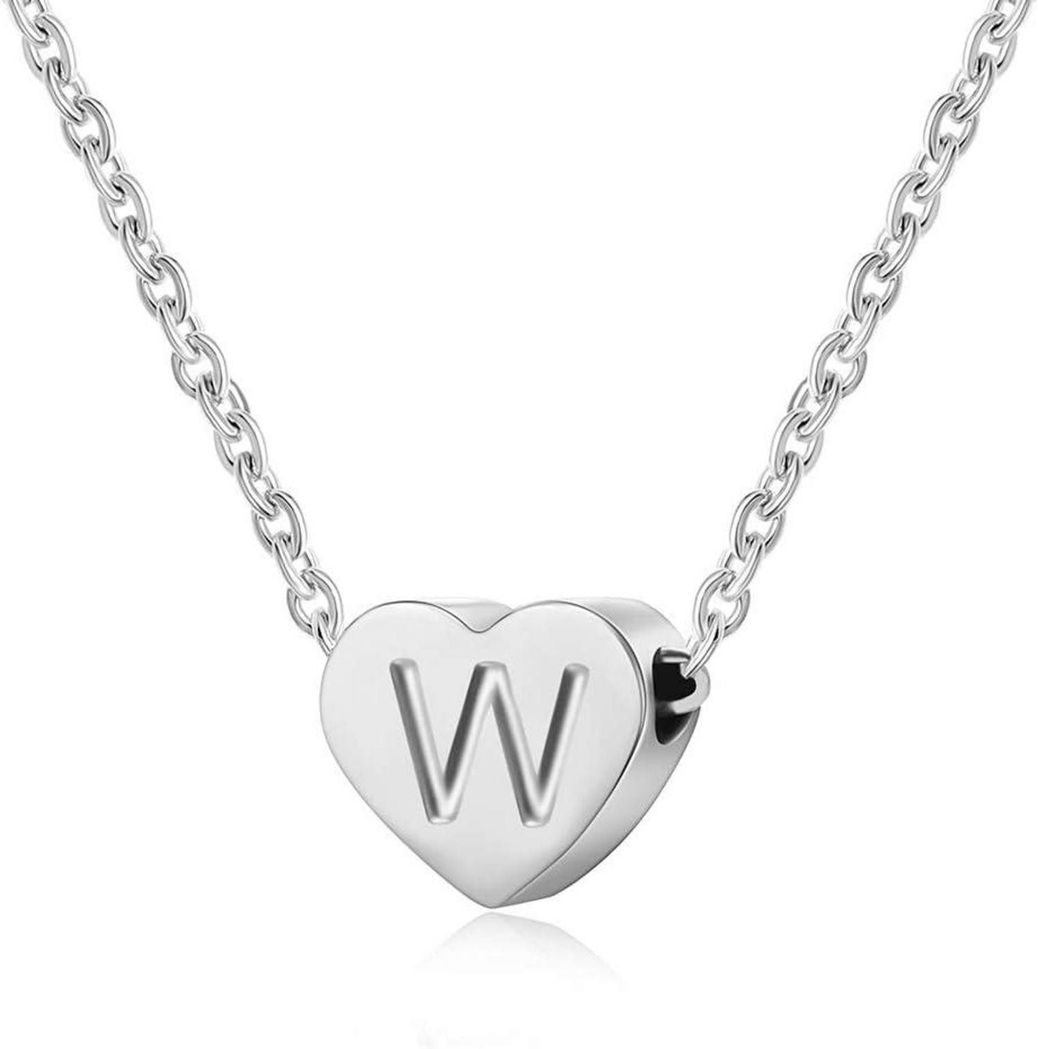 Kette und Anhänger Set Silber Damen Halskette mit Initialanhänger Herz für Frauen Mädchen