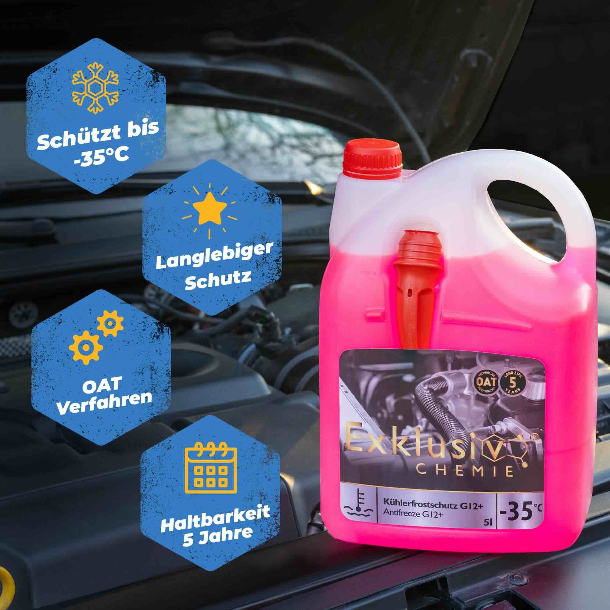 Exklusiv Chemie GmbH Kühlerfrostschutz G12+ Kühlerfrostschutz, bis -35 °C, 5 l, Gebrauchsfertig – Bild 4 von 5