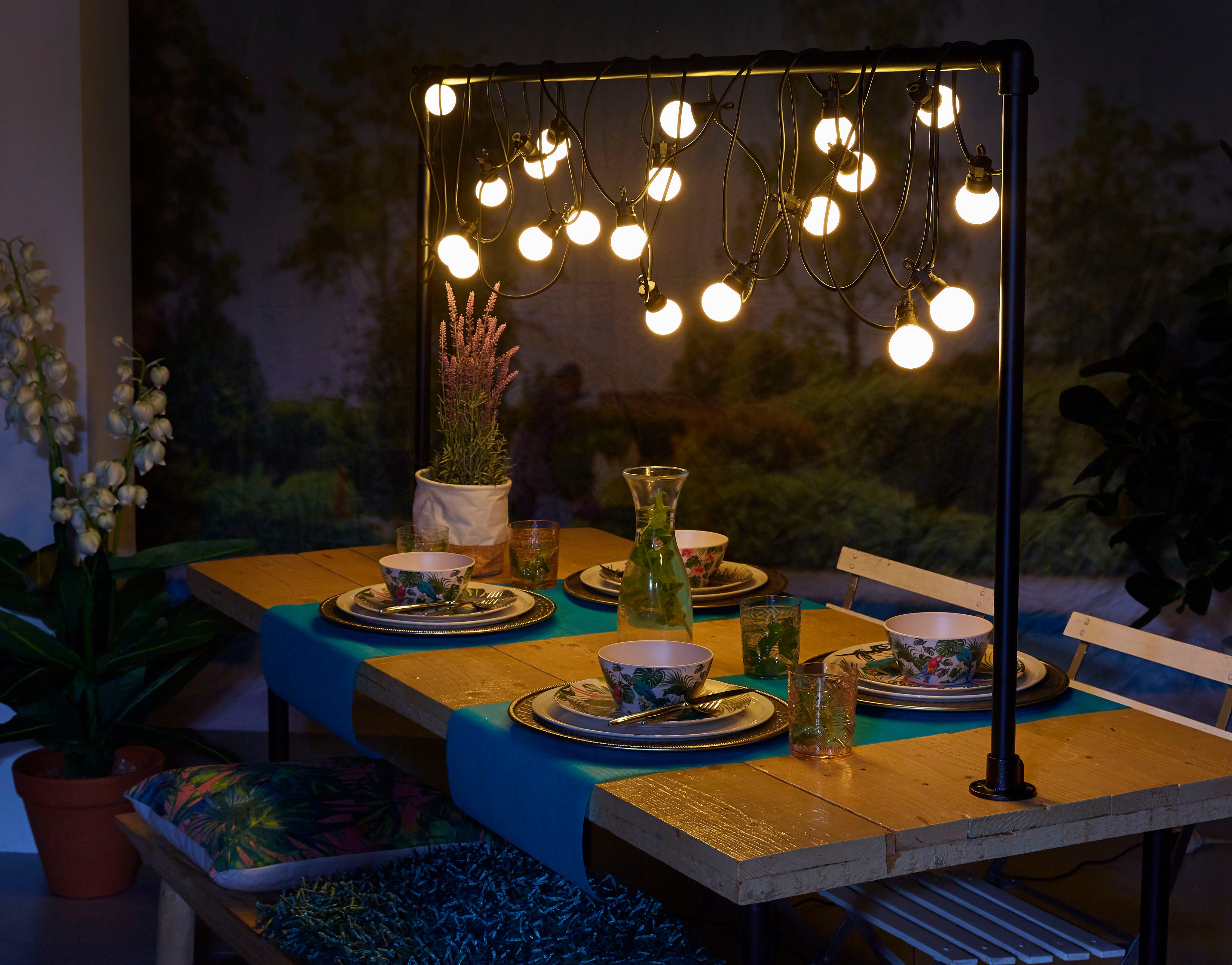 Luxform Lichterkette 24V-Lichterkette Honolulu - mit warmweißen LED, Überall aufhängbar, drinnen und draußen