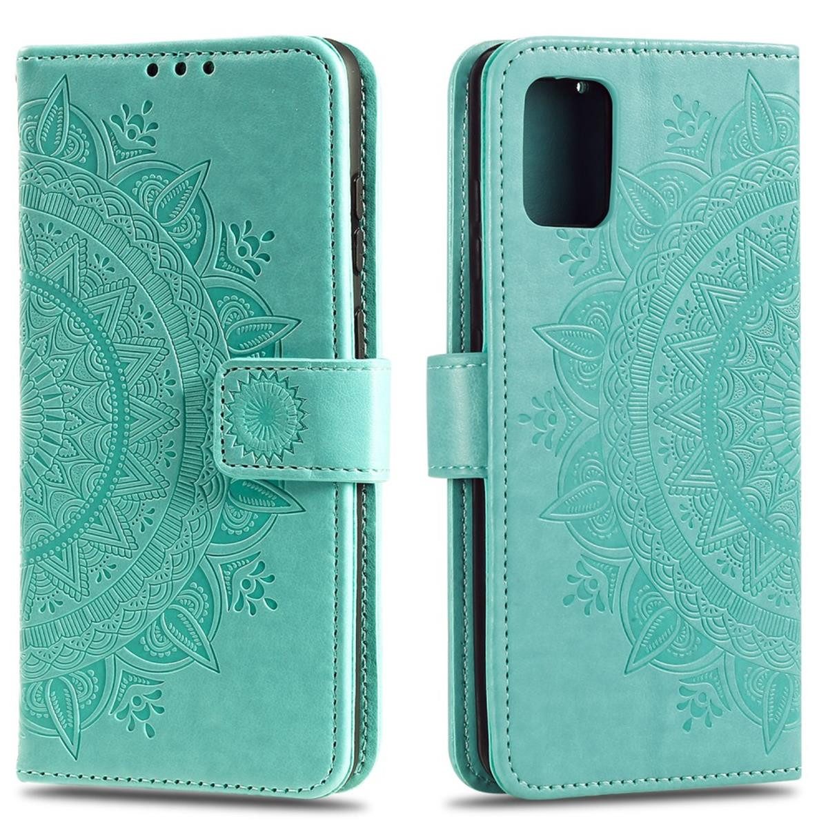 CoverKingz Handyhülle Hülle für Samsung Galaxy A51 Handyhülle Flip Case Schutzhülle Cover 16,5 cm (6,5 Zoll), Klapphülle Schutzhülle mit Kartenfach Schutztasche Motiv Mandala