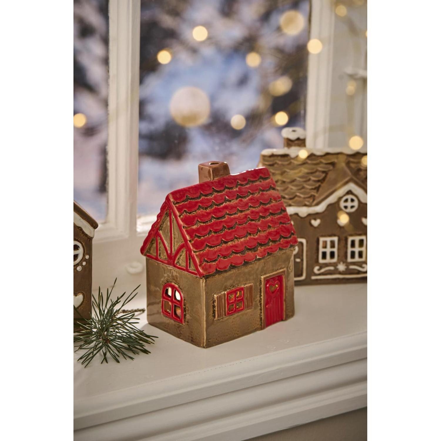 Ib Laursen Windlicht Ib Laursen Lichthaus Rotes Dach und Rote Tür (8x14,5x1 günstig online kaufen