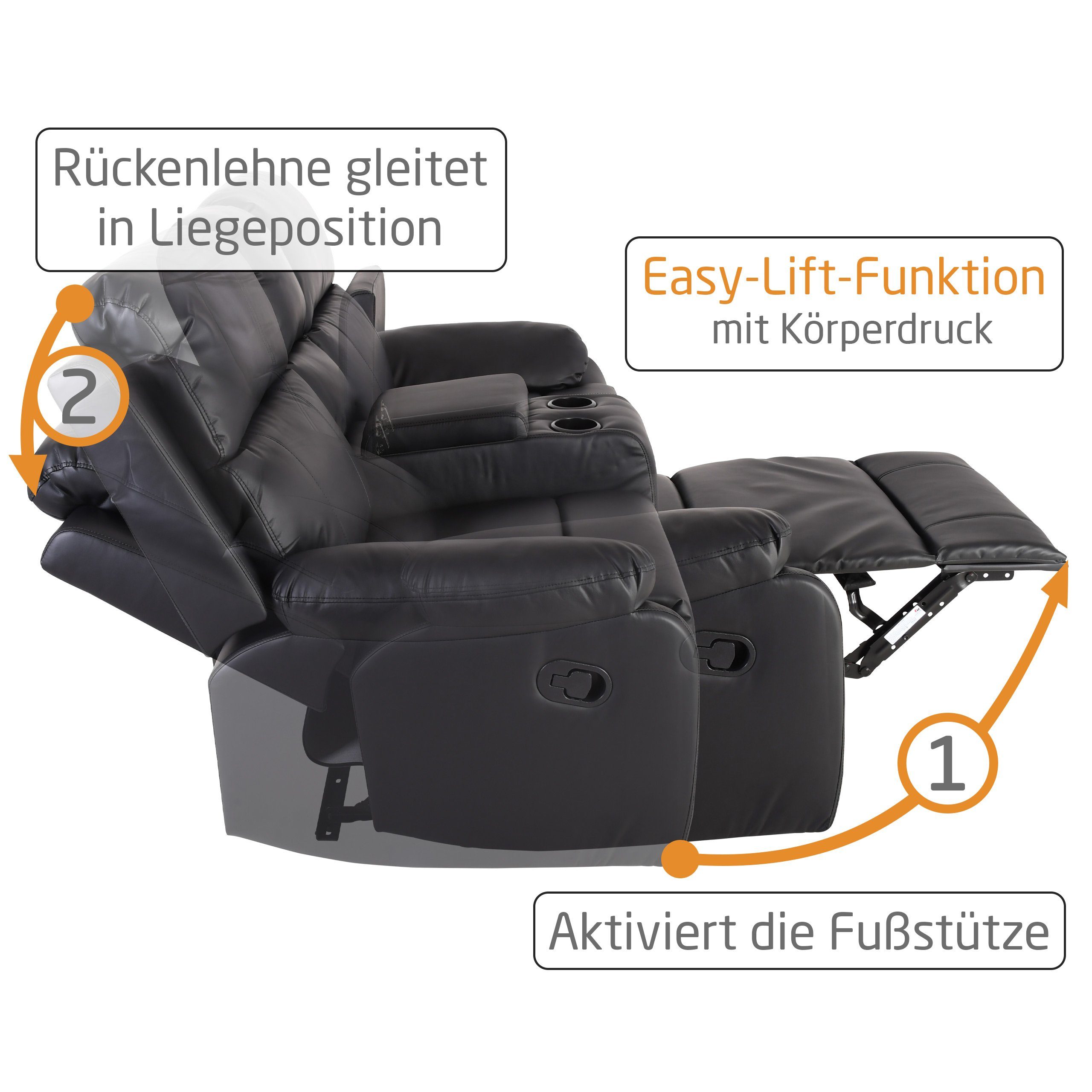 Raburg Multimediasessel 2er-Kinosessel Stoffe, Farben 2, & Liege- & FLIX Fernsehsessel Easy-Lift mit Zweisitzer, verschiedene verstellbarer Relaxfunktion