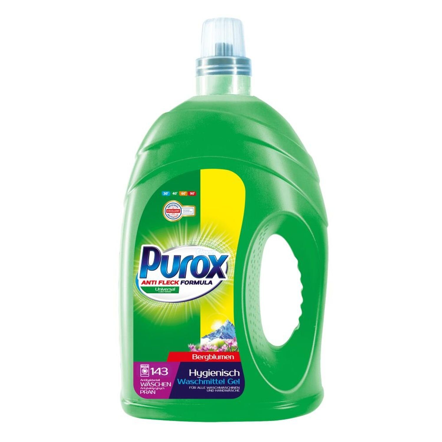 Clovin S.A. 3x Purox 4,3L 143WL Universal-Waschmittel Bergblumen Wäsche Gel Colorwaschmittel