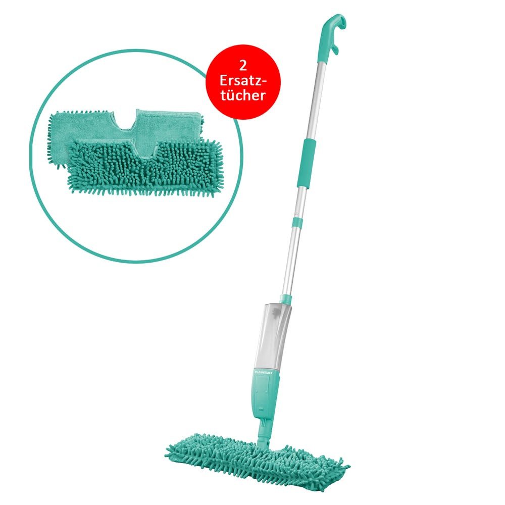 CLEANmaxx Wischmopp Spraymopp inkl. 2 Ersatztüchern, Spray-Mopp 2in1 mit 2 Ersatztüchern