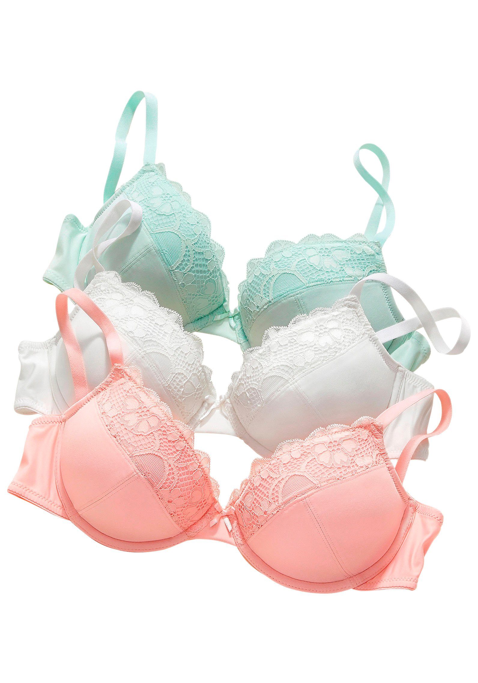 petite fleur Push-up-BH (Packung, 3 Stück) mit Bügel im attraktiven Multipack, Dessous