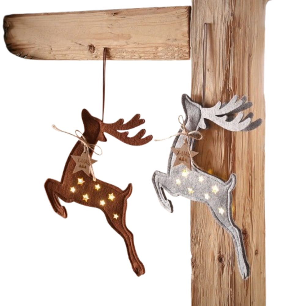 LED Dekofigur LED Hänger Hirsch Figur Hänge Deko Herbst Weihnachten 2er Set