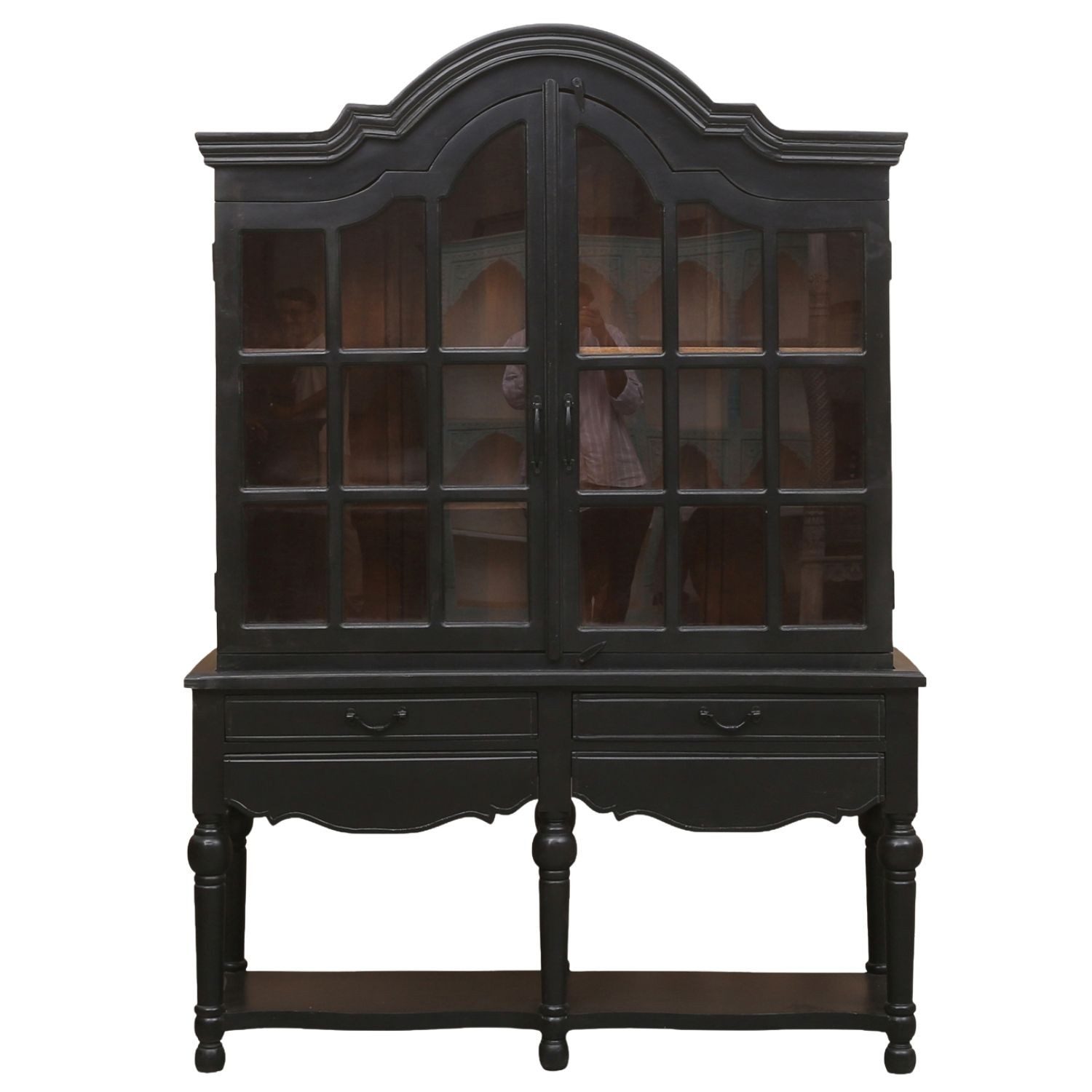 Marrakesch Orient & Mediterran Interior Highboard Buffet haut Naila sculpté à la main, manguier et verre, laqué, 200 cm (1 St), Handarbeit
