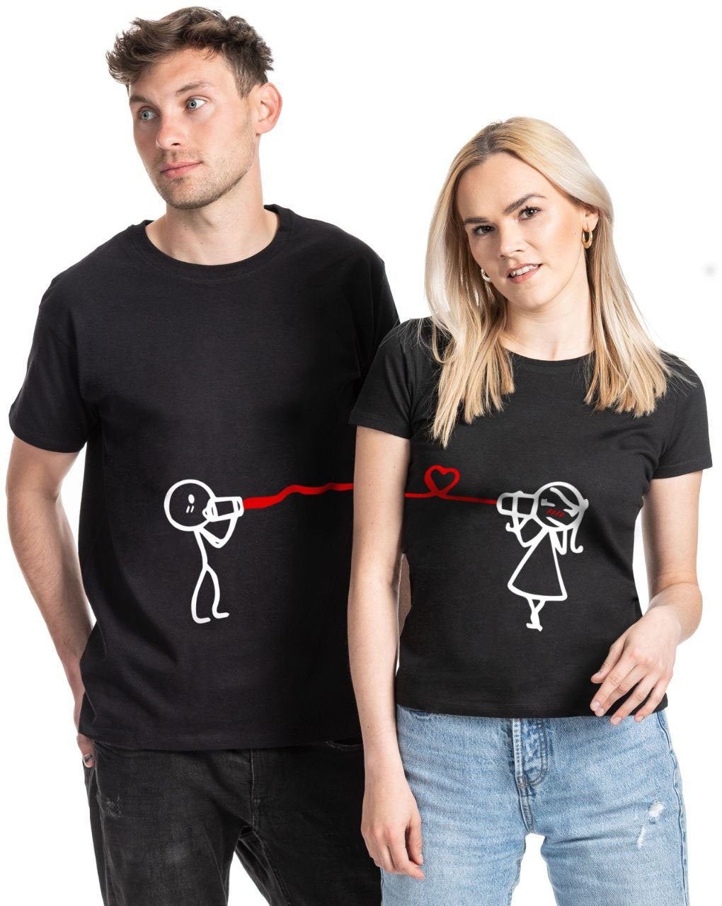 Youth Designz T-Shirt Hearing The Love Pärchen Fun T-Shirt mit süßem Frontprint