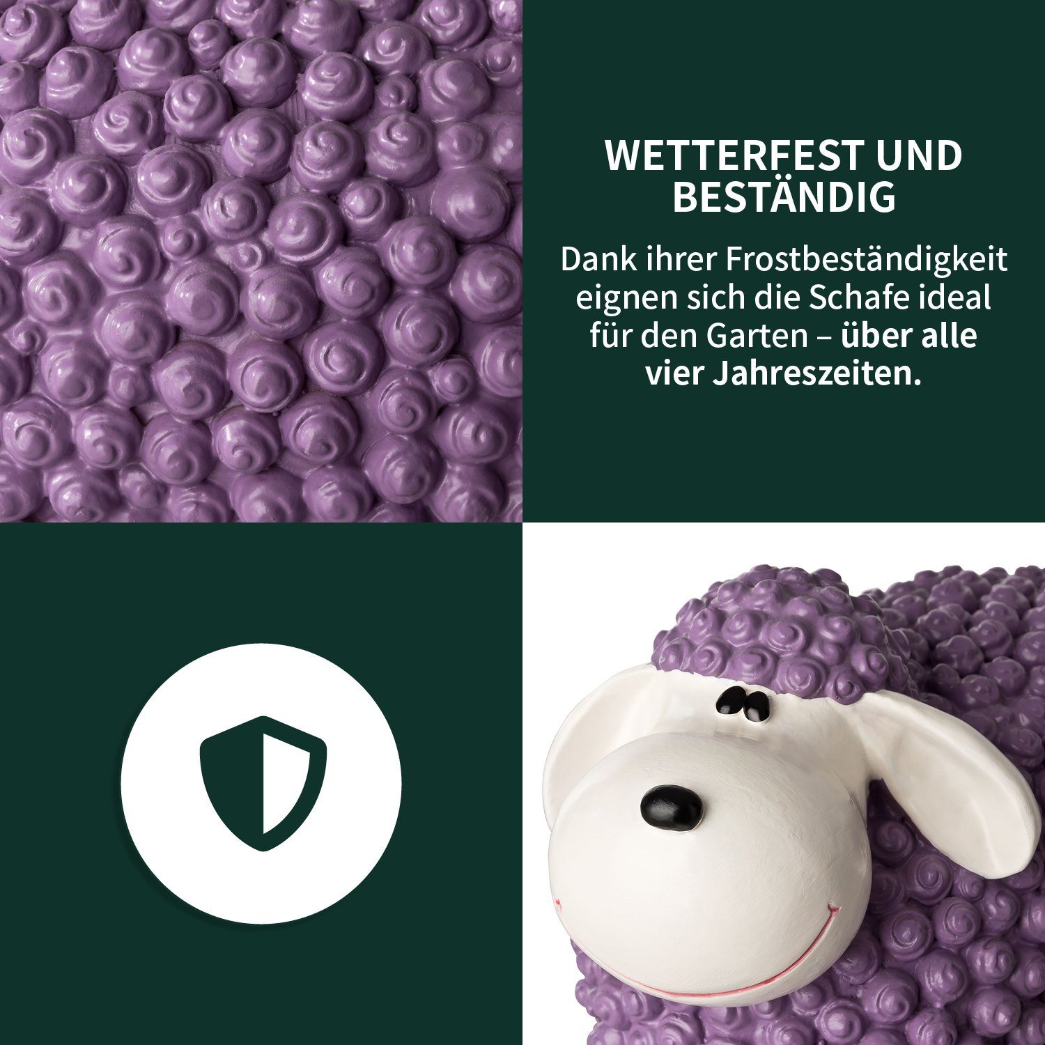VERDOBA Gartenfigur Gartendeko Mini Schaf Pastell - Deko Außen, Gartenfigur für Schaf Polyresin Wetterfeste - violett