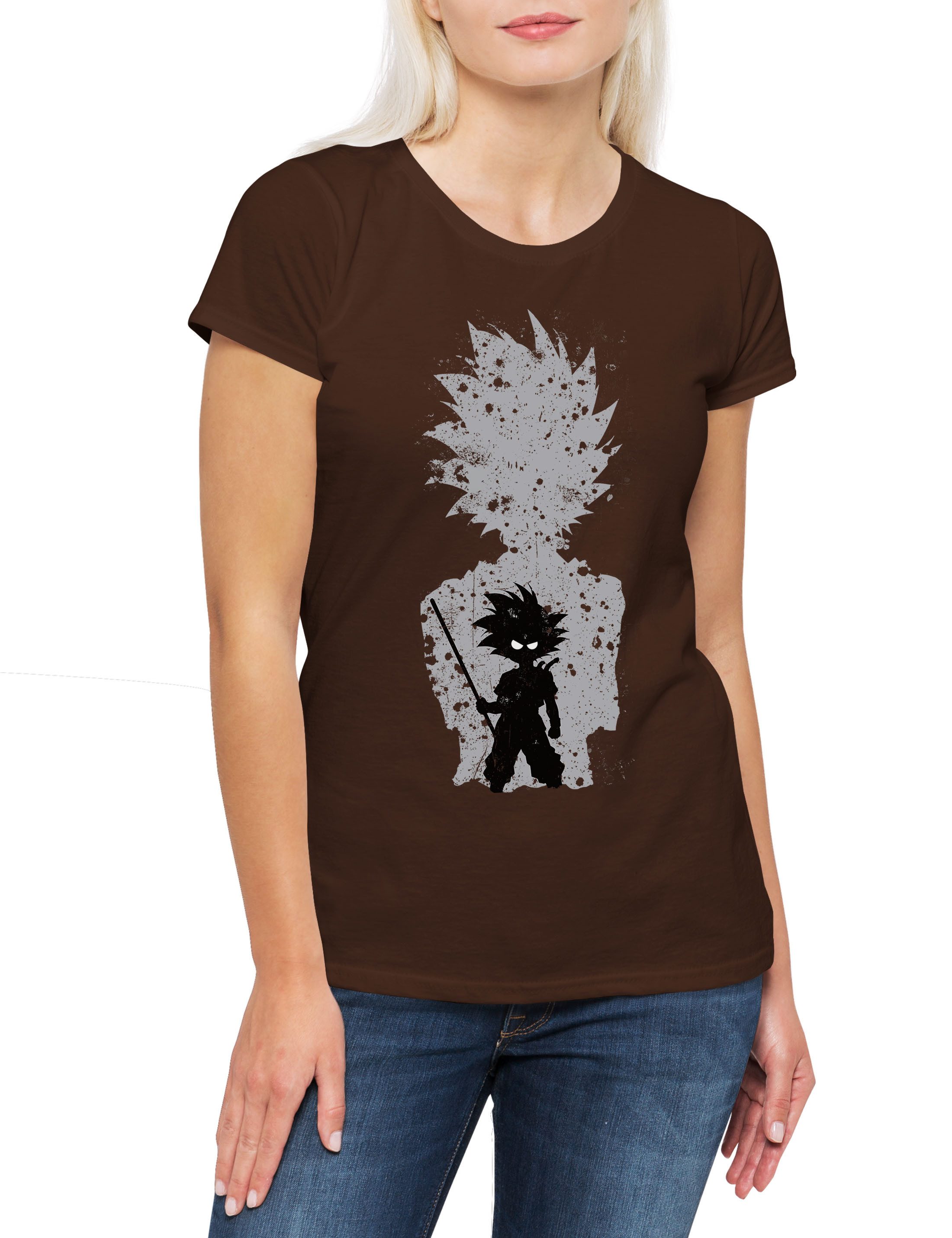 Print-Shirt Shadow Damen T-Shirt Super Dragon Saiya Gym Vintage Ball Karate Kung