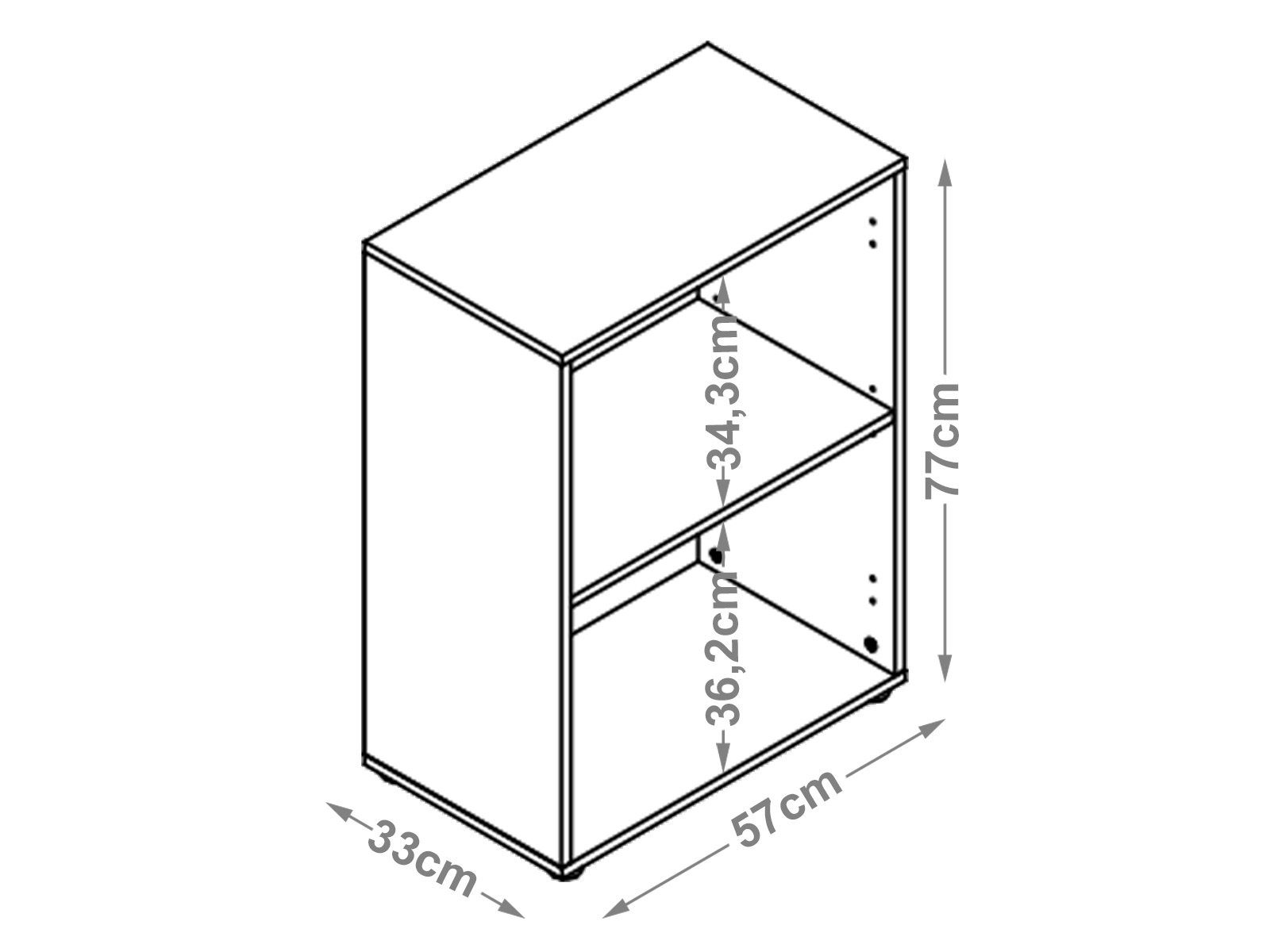 zeitloses Sonoma/Eiche Sonoma-Eiche Einlegeboden. Tiefe möbelando in Sonoma/Eiche cm 57 Aktenschrank 77 mit | in 33 Höhe 2 aus höhenverstellbaren Trio - Made cm, Germany 1 Spanplatte Regal Breite cm,