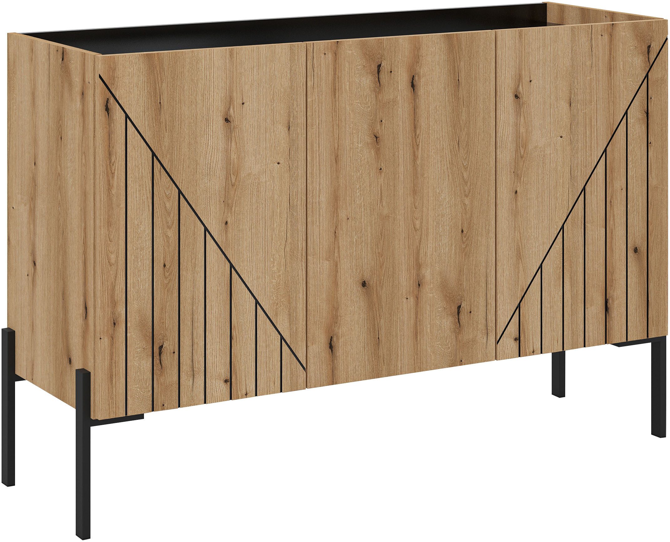 INOSIGN Sideboard SNETT, Breite: 122cm, mit Metall-Stabfüßen, 3 Türen, 3 Ei günstig online kaufen