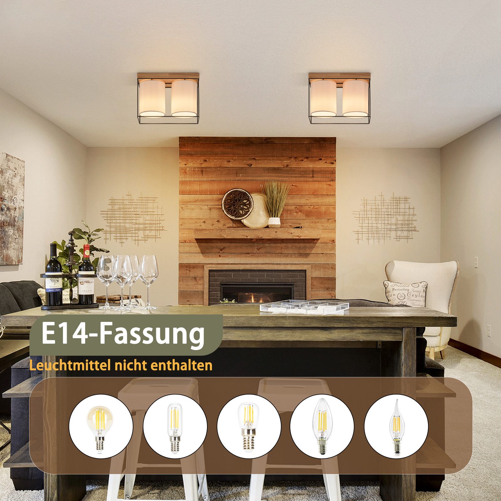 ZMH Deckenleuchte Wohnzimmer 1/2/3 Flammig E14 günstig online kaufen