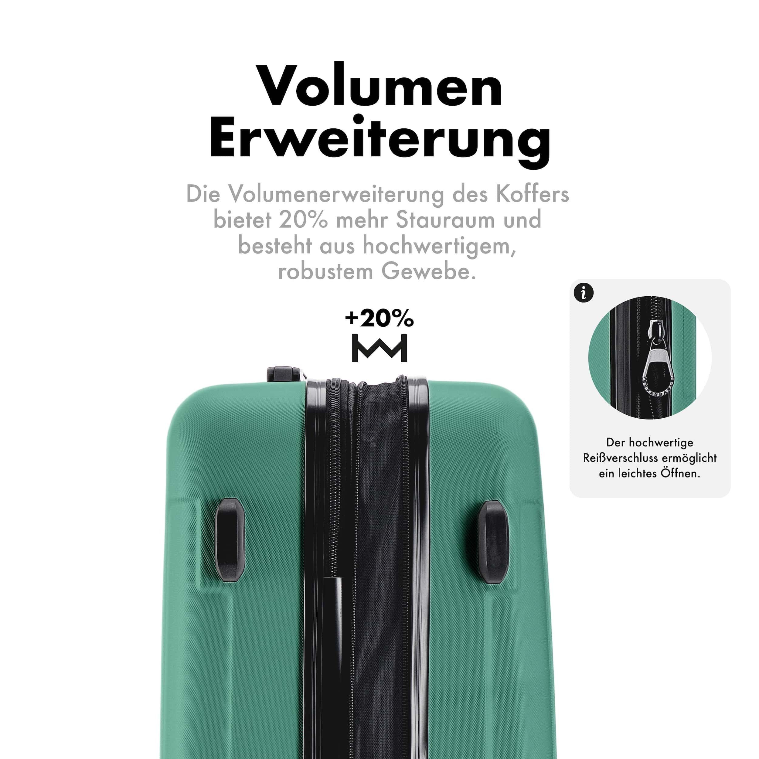 Flexot Hartschalen-Trolley F-3045 (Gr. M, L, XL) – Kofferset – ABS-Hartschale, 4 Rollen, Robuster und moderner Koffer mit vier 360° Rollen und Zahlenschloss