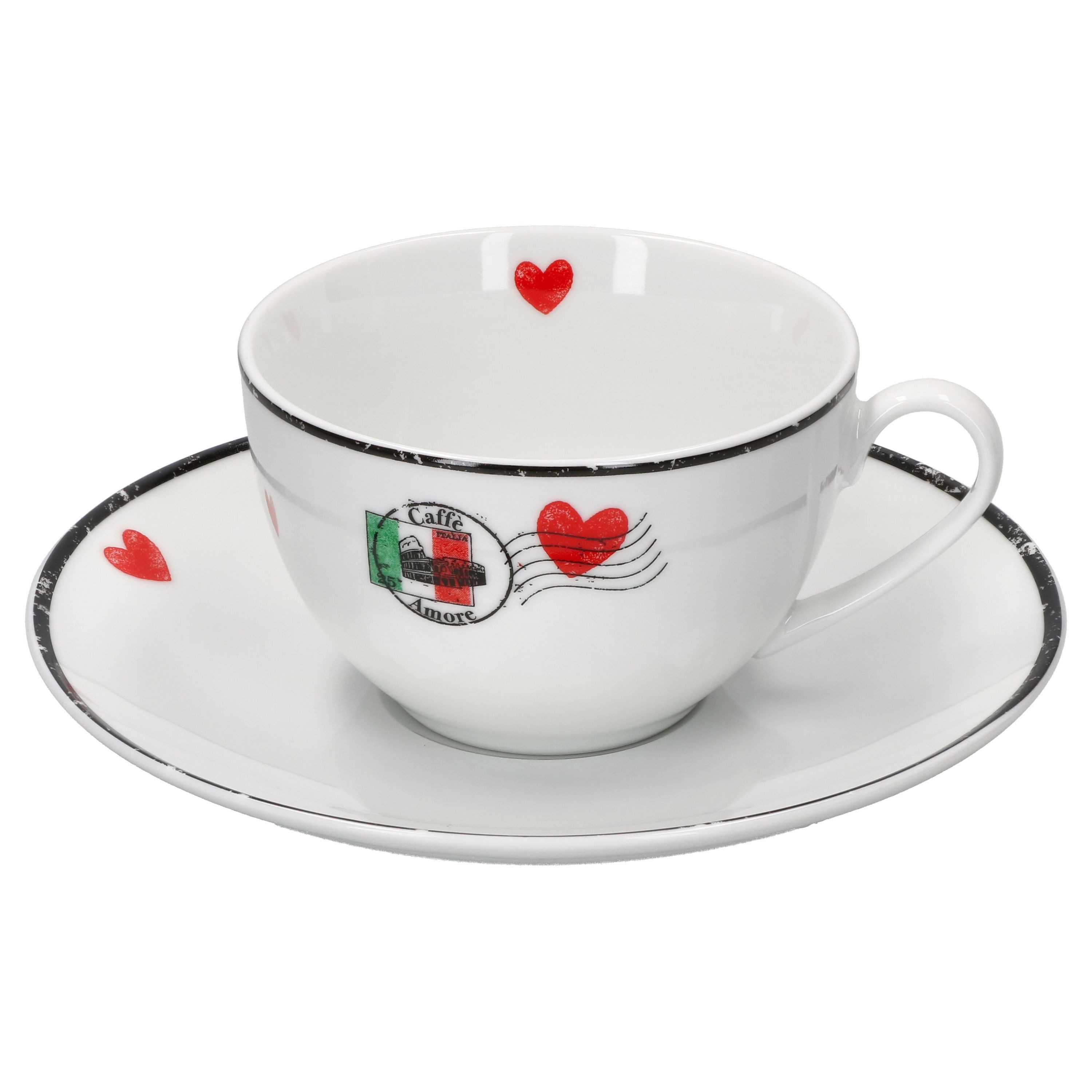 Ritzenhoff & Breker Becher 4tlg Set Caffee Amore Cappuccinotasse + Untertasse 200ml Cafe