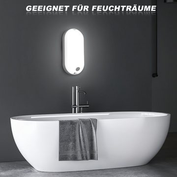 LETGOSPT Außen-Wandleuchte 14W LED Wandlampe Ovalleuchte Feuchtraum Lampe, mit PIR Sensor, LED fest integriert, ‎Kaltweiß, IP65 Wasserdichte Aussen Lampen Badlampe Flurbeleuchtung