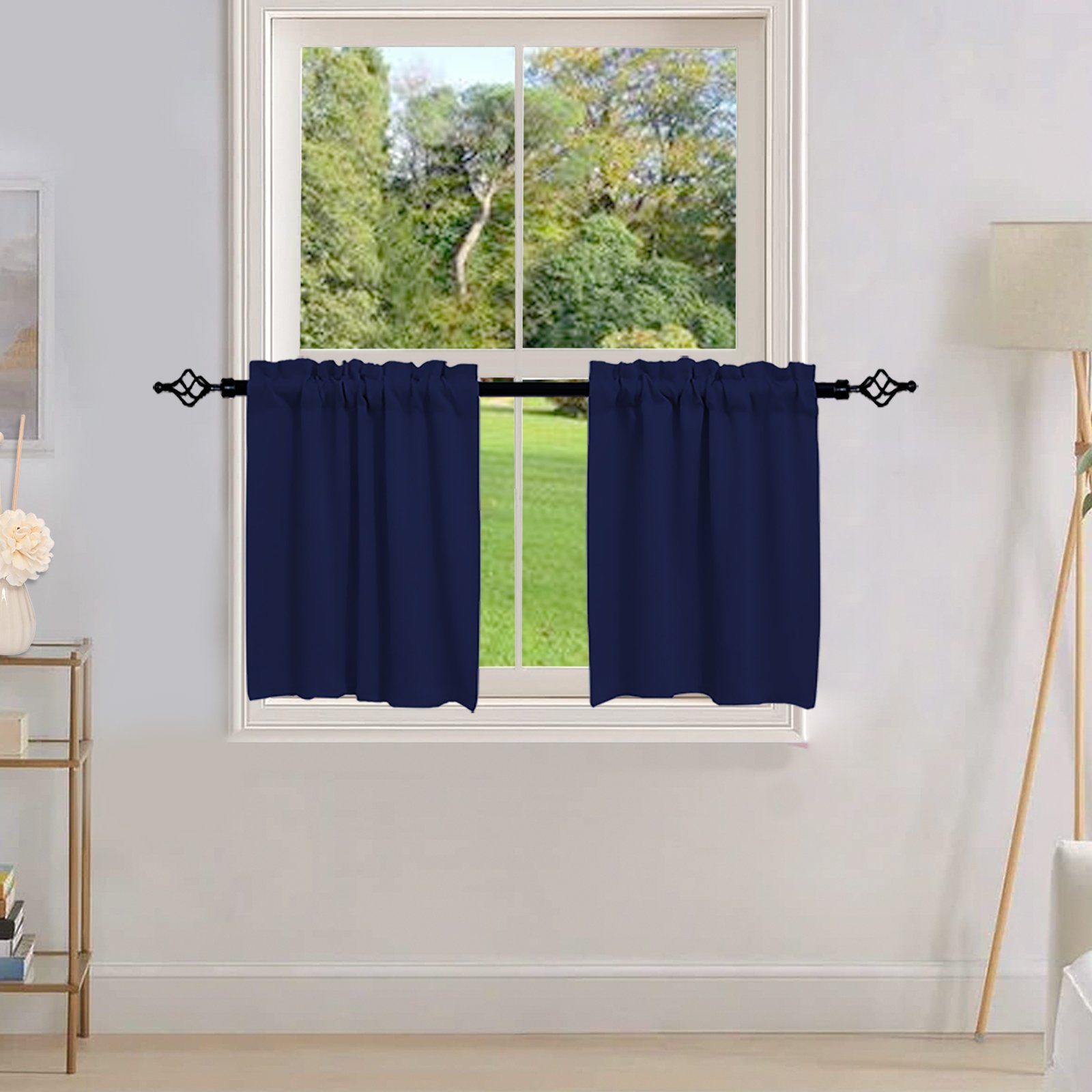 BTTO TEPP Scheibengardine Blickdicht Vorhang,Kurzer Vorhang mit Stangendurchzug,Bistrogardine (2 St), Lichtschutz, Verdunkelnd