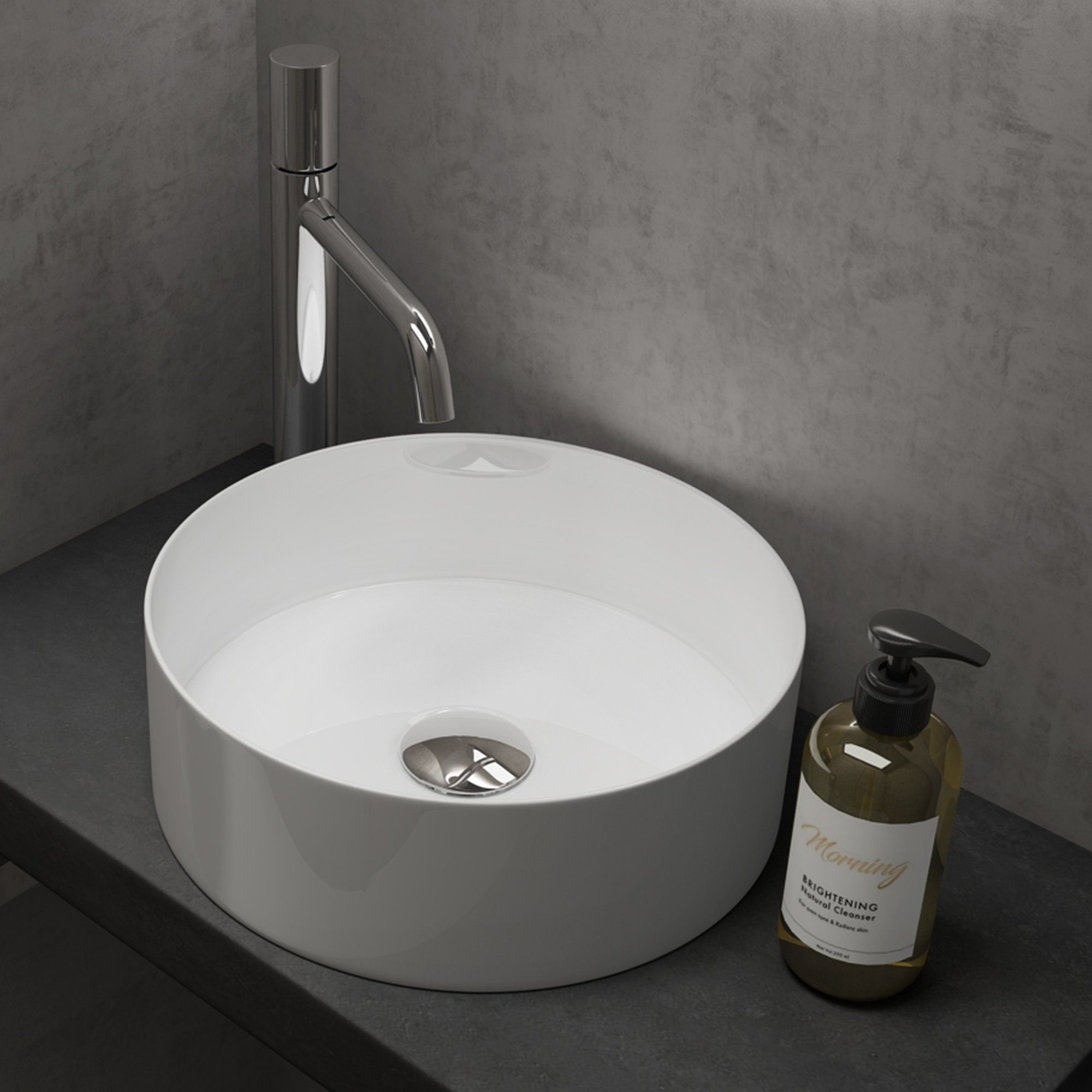doporro Waschbecken Aufsatzwaschbecken Rund Gäste-WC Handwaschbecken Keramik Brüssel203