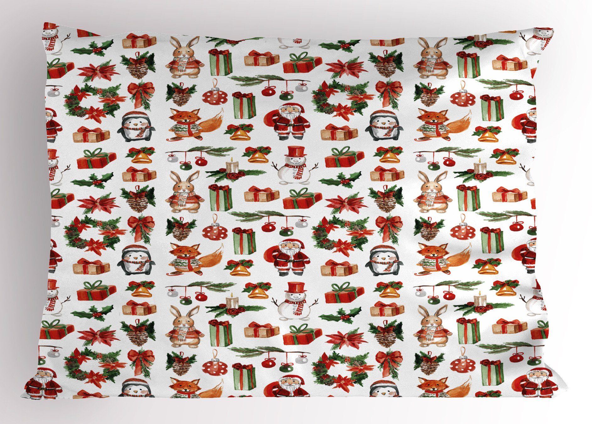 Kissenbezüge Dekorativer Standard King Size Gedruckter Kissenbezug, Abakuhaus (1 Stück), Weihnachten Kaninchen Kerzen | Kissenbezüge