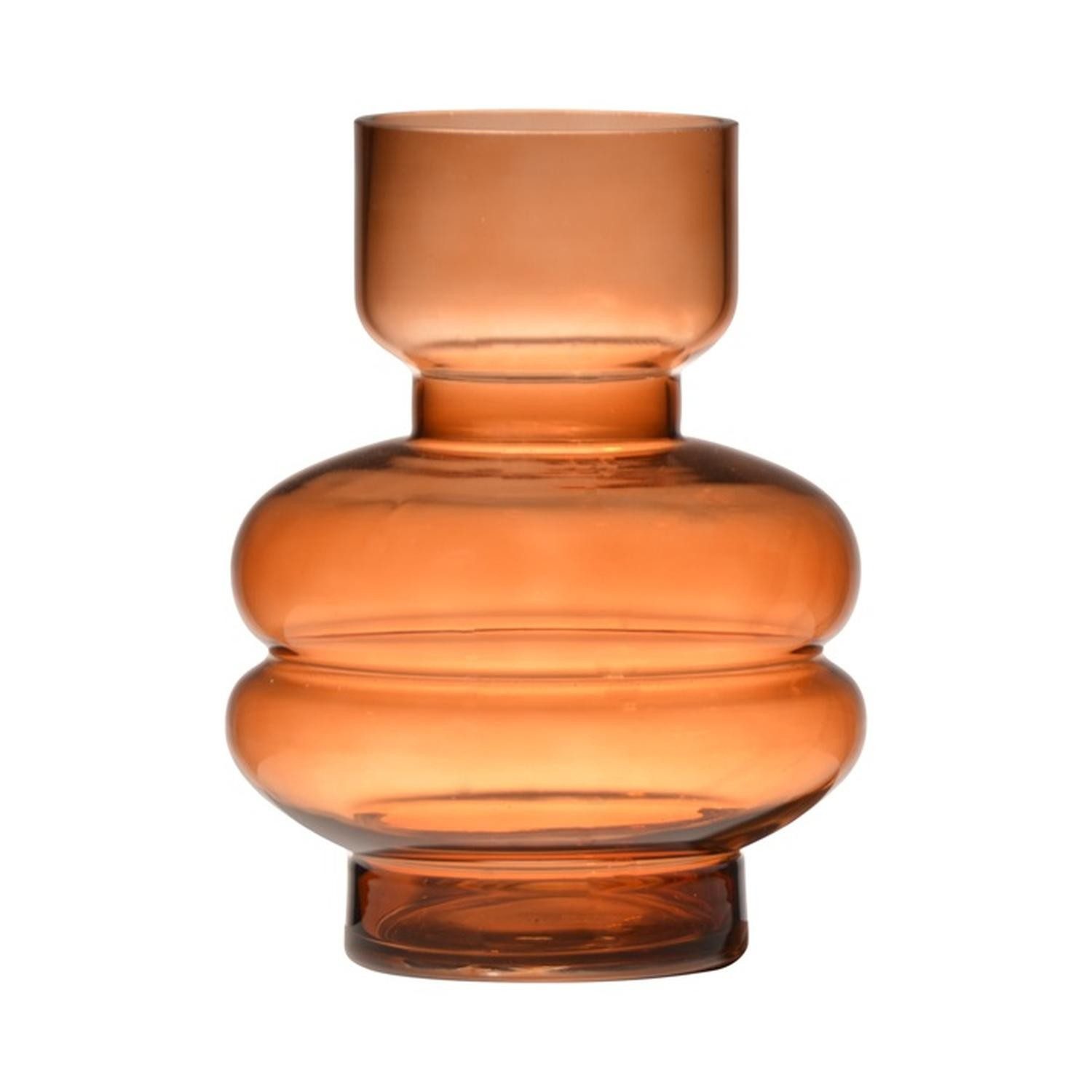 INNA-Glas Dekovase Ausgefallene Glas Vase TAMLIN, orange-braun-klar, 15cm, Ø9cm