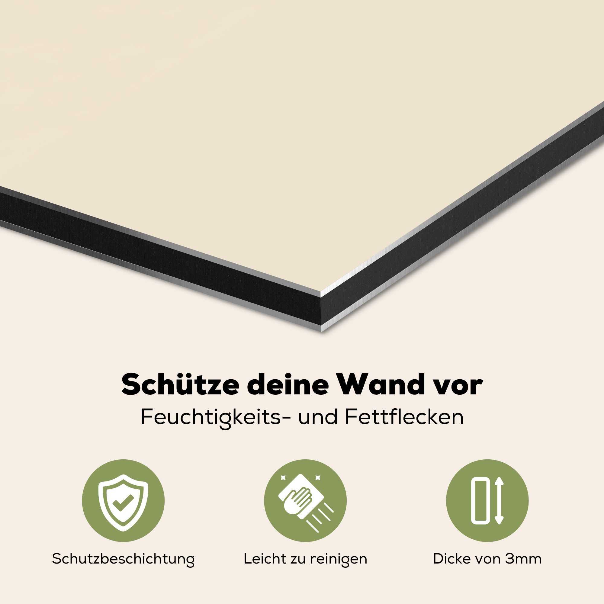 KitchenYeah Küchenrückwand Minimalist - Wassereis - Stick - Beige, (1-tlg), Spritzschutz Küchenrückwand, Wandschutz, 60x30 cm