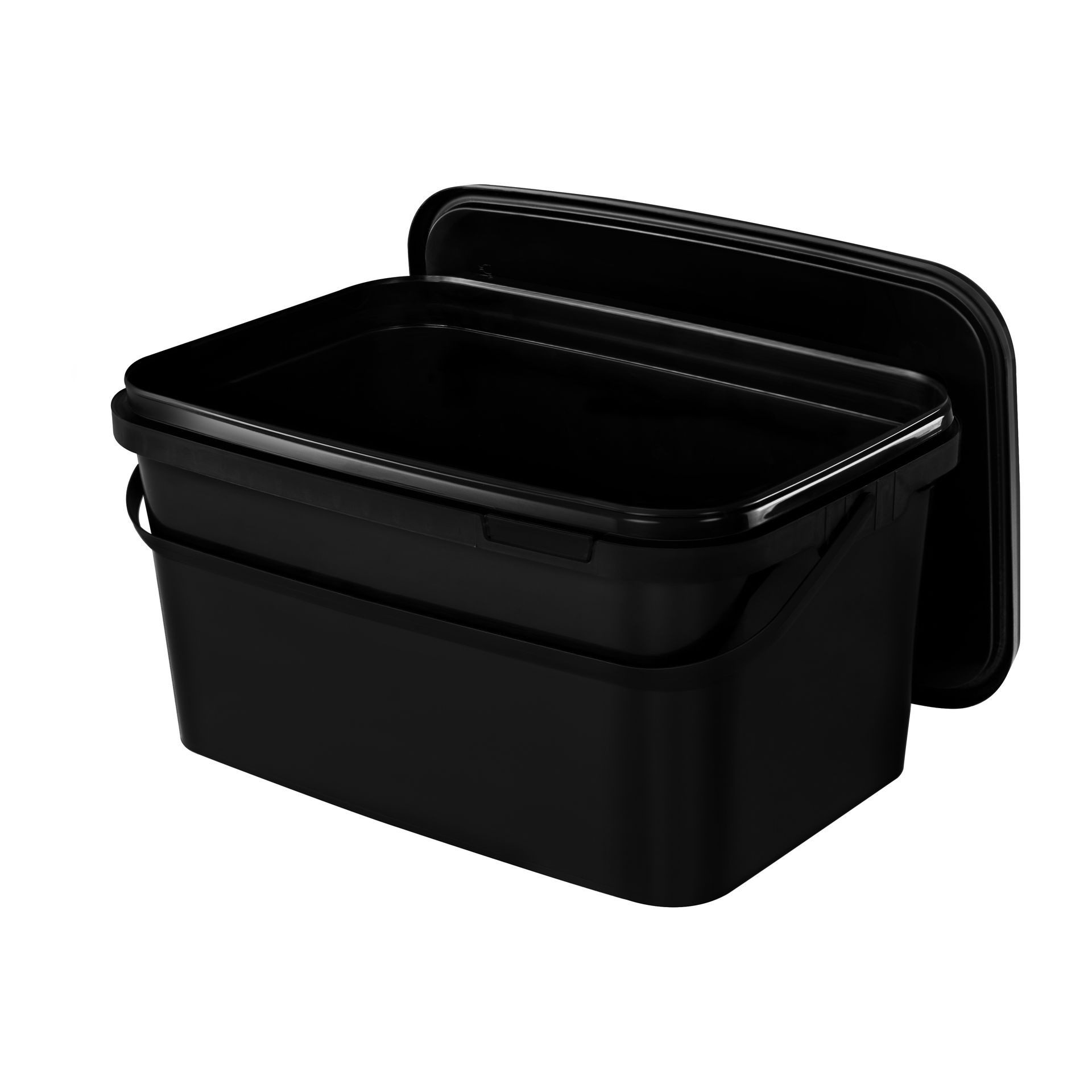 BENBOW Aufbewahrungssystem Rechteckiger Eimer mit Deckel 5l schwarz - lebensmittelecht - leer, Polypropylen - Lebensmittelecht, Geschmacksneutral, Auslaufsicher, (1-tlg., PZH-, BRC- und DIN-ISO-zertifiziert), für Lebensmittel, Farben, Chemikalien