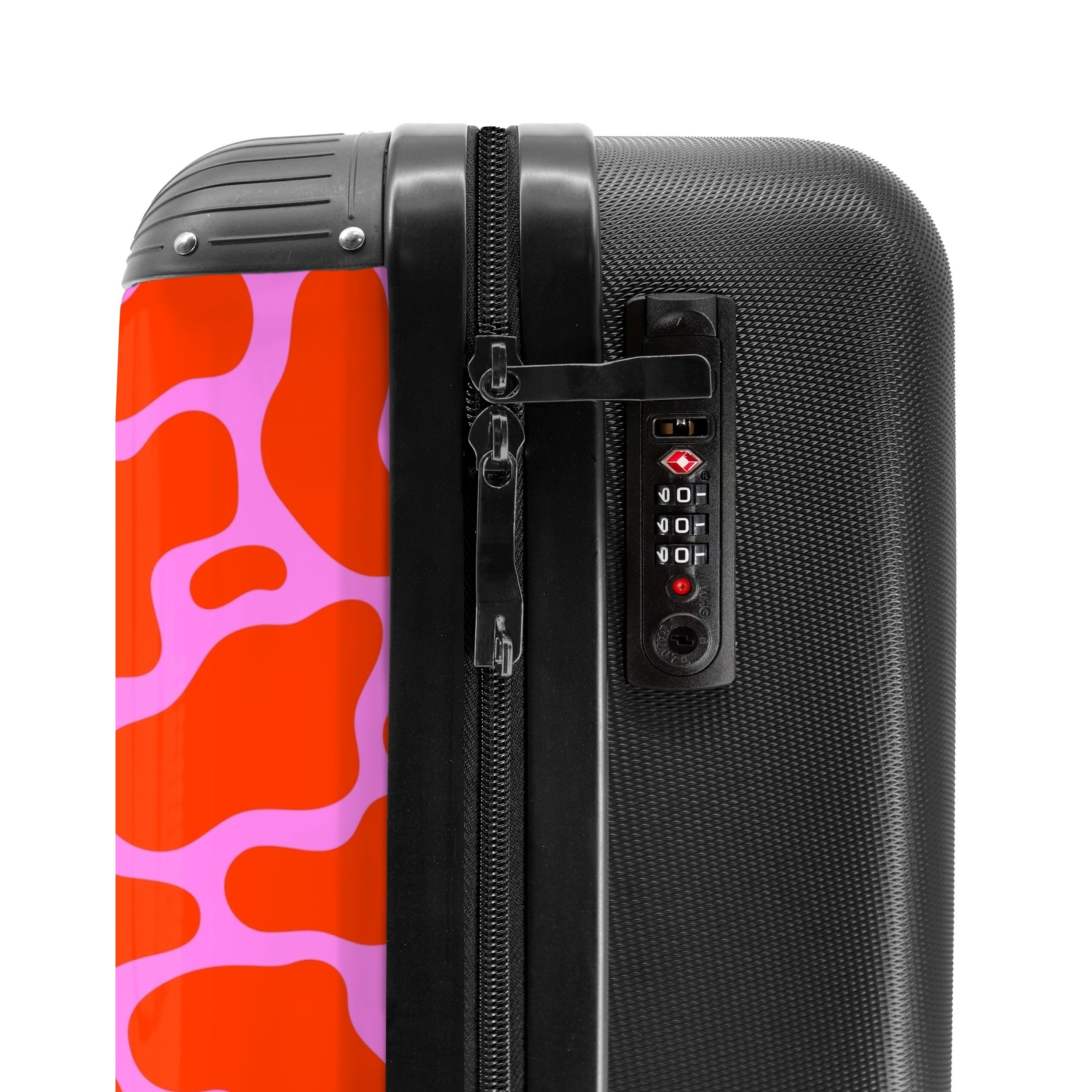 NoBoringSuitcases.com© Hartschalen-Trolley Organisches Punktmuster in Rot und Rosa 55x35x20cm, 4 Rollen, Handgepäck Koffer & Trolleys, Luggage, Reisekoffer Frauen